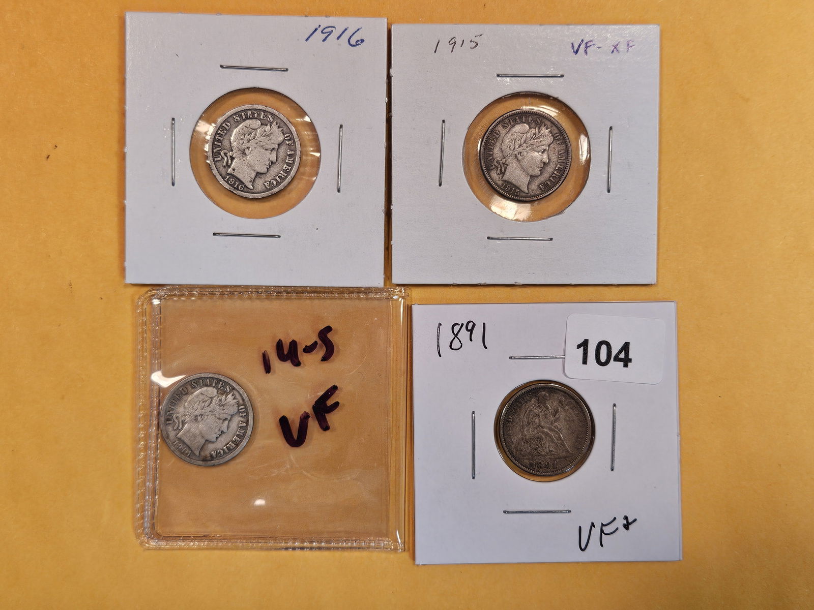 Four mixed silver Dimes (1 of 7)