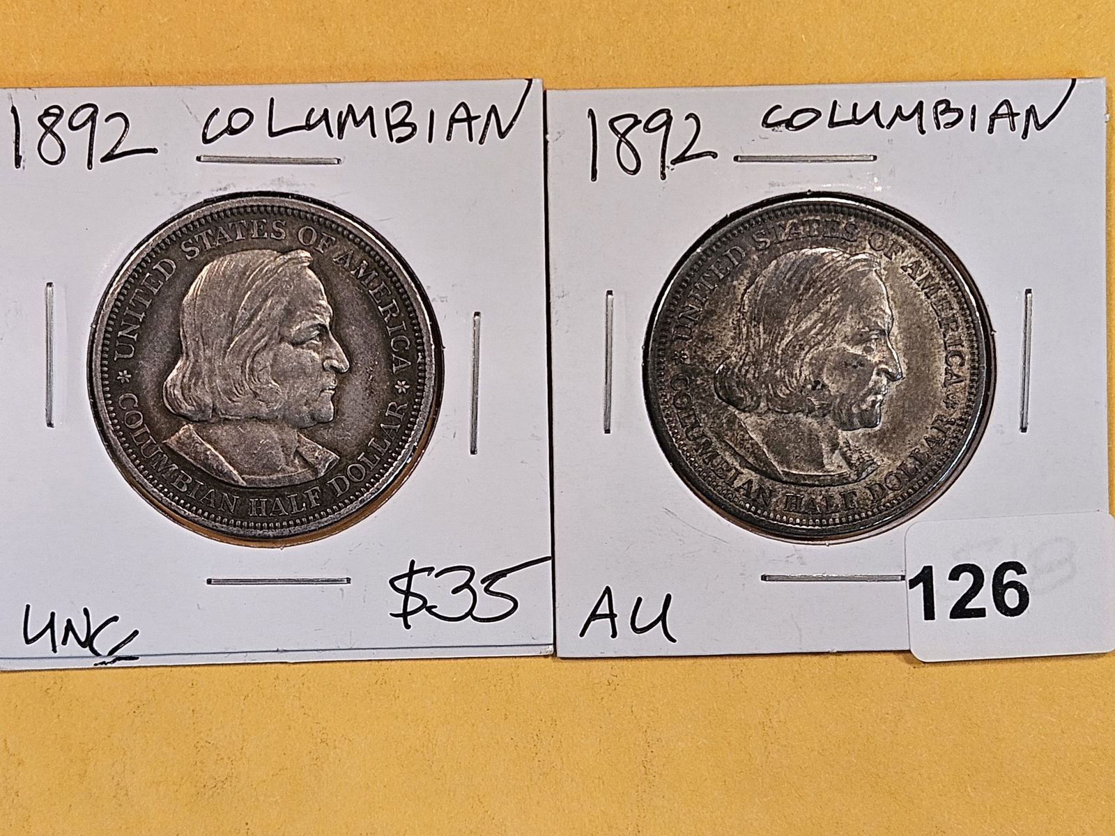 Two 1892 Columbian Commemorative silver half dollars (1 of 3)