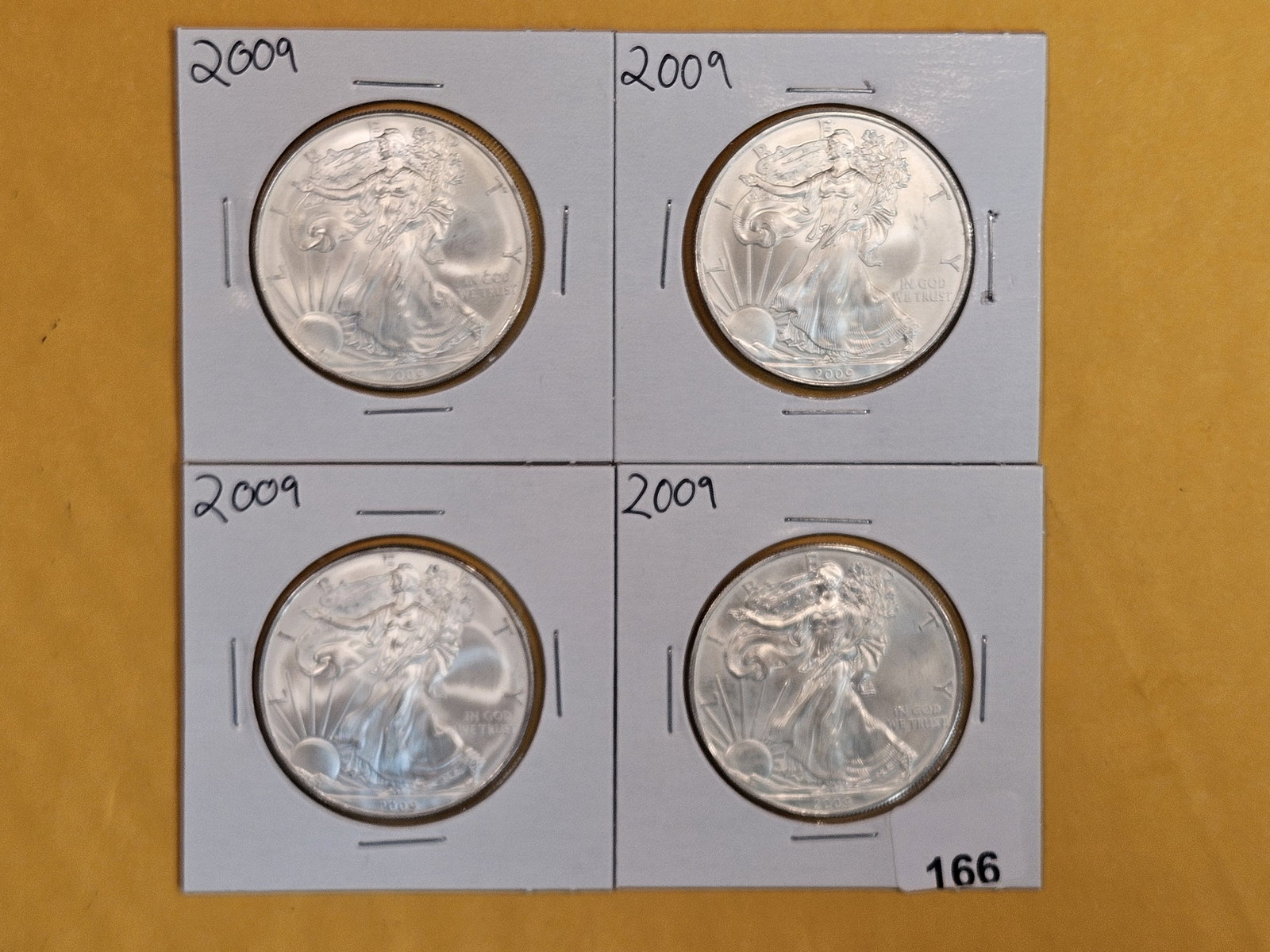 Four GEM Brilliant Uncirculated 2009 American Silver Eagles (1 of 2)