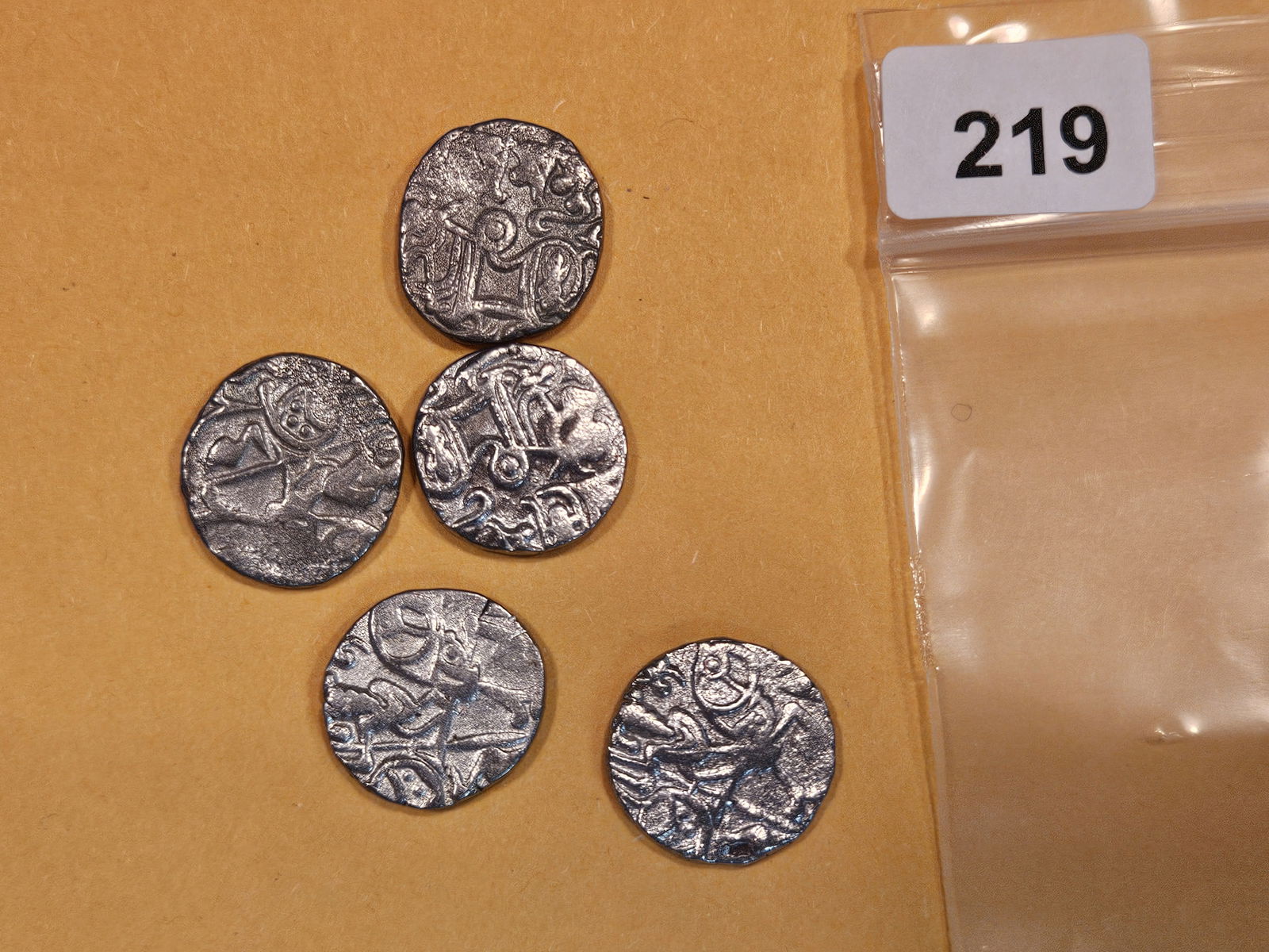 Five circa 1400's Ottoman Empire silver coins (1 of 2)