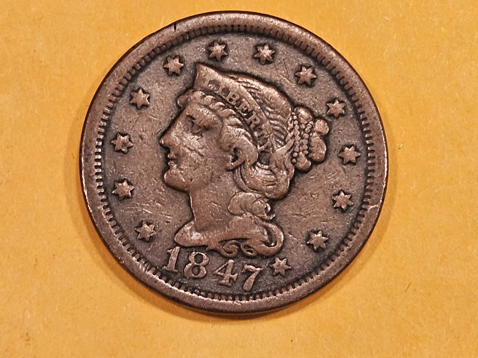 1847 Braided Hair Large Cent (1 of 3)