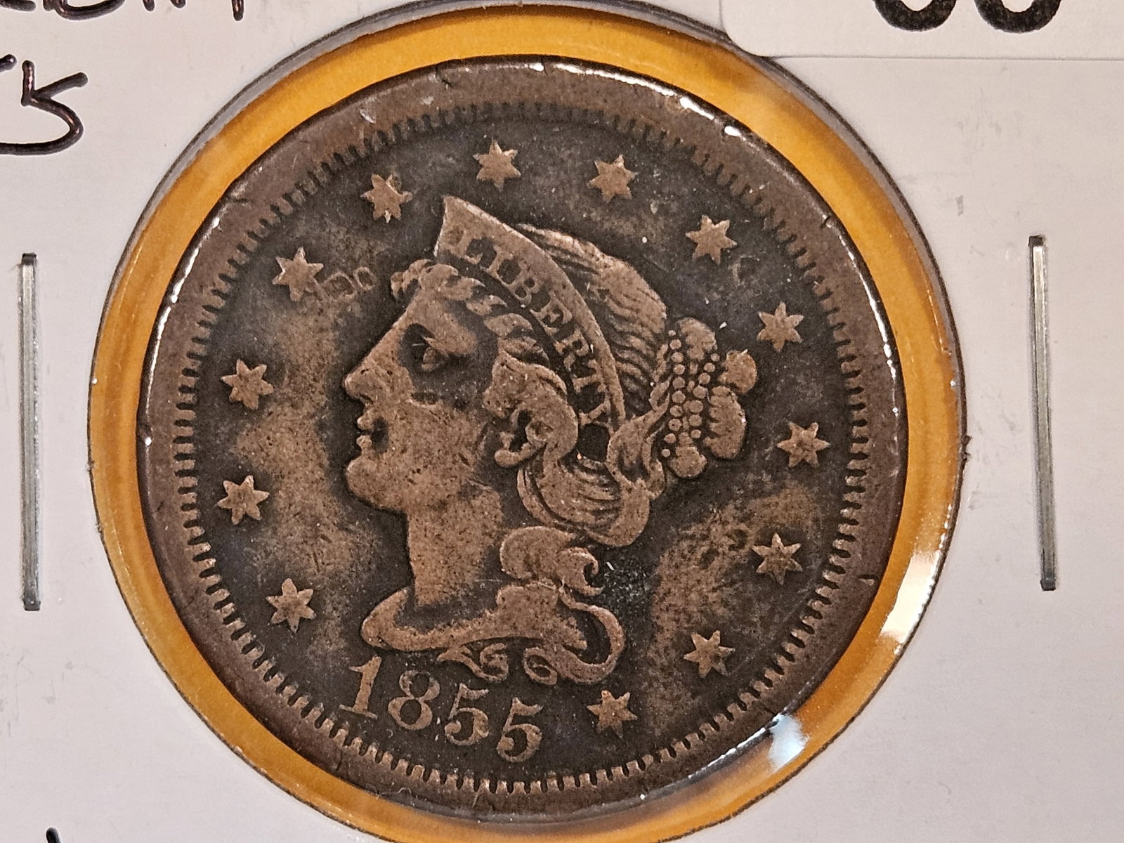 1855 Braided Hair Large Cent in Very fine (1 of 3)