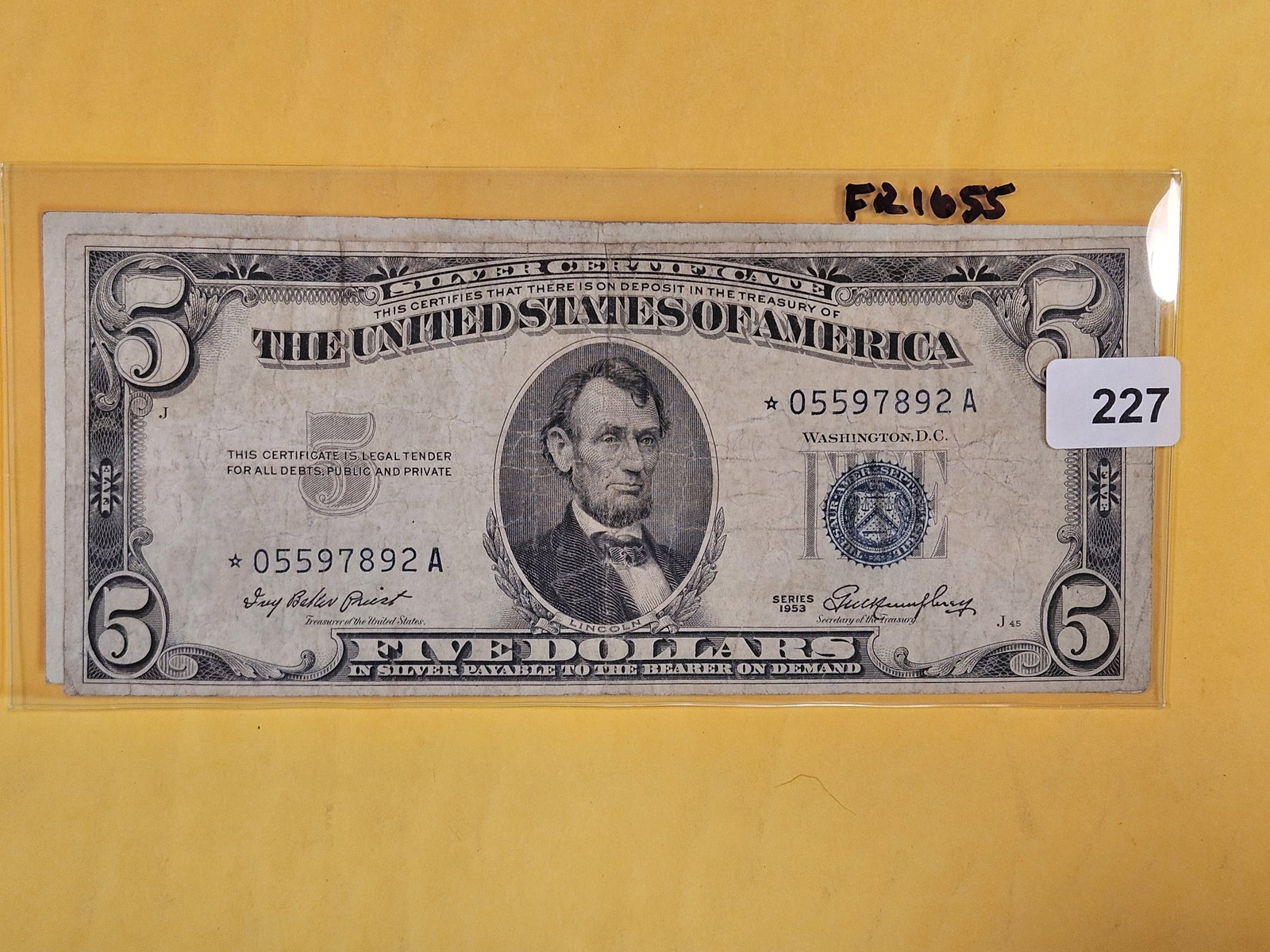 Two 1953 Five Dollar Silver Certificates (1 of 2)