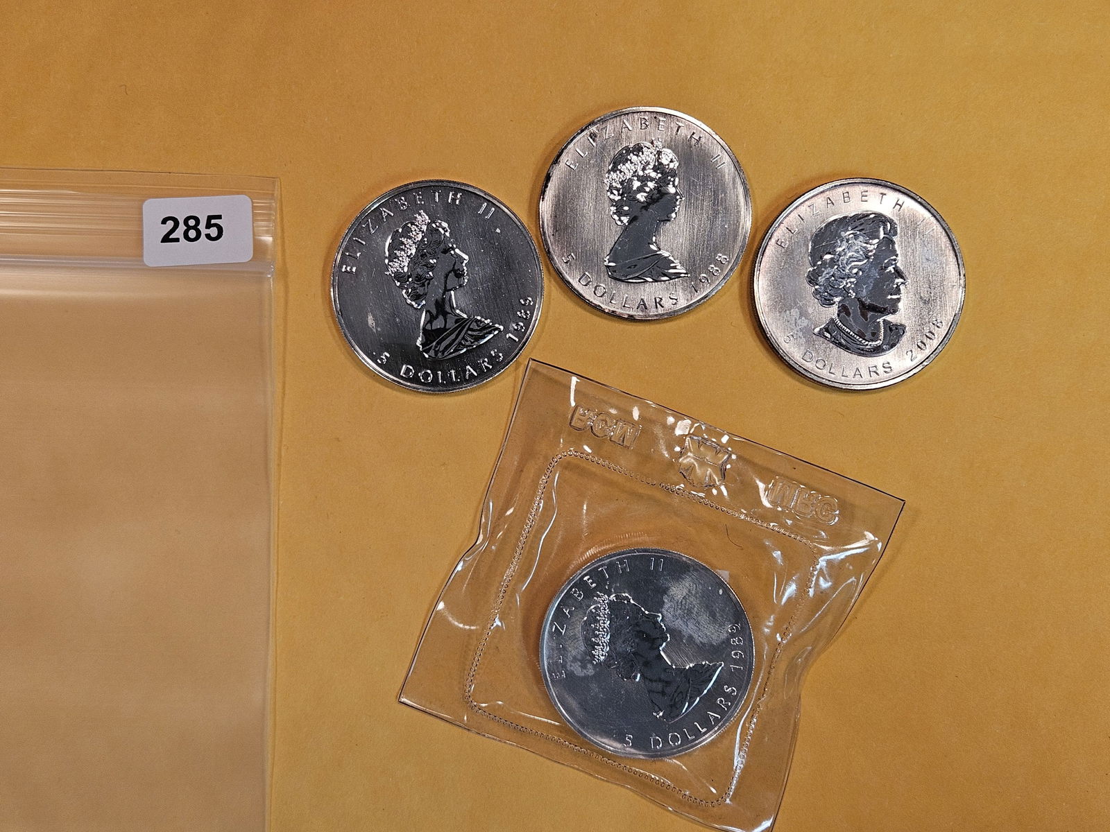 Four Canada Silver Five Dollar Maple Leafs (1 of 3)