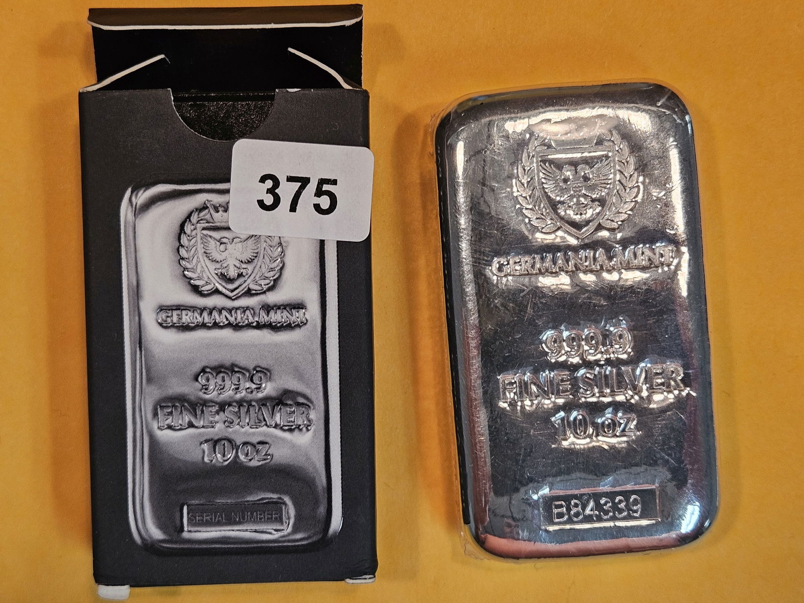 TEN Troy ounce .999 fine silver art poured bar (1 of 2)