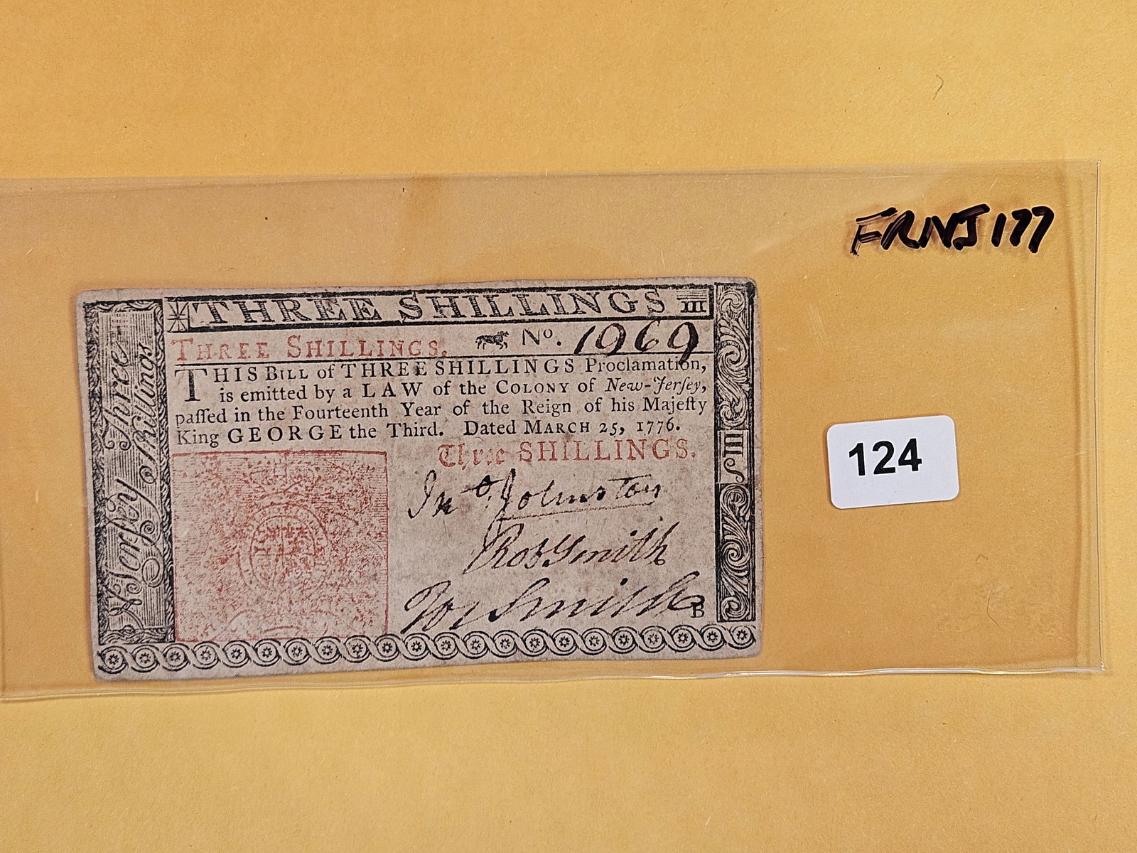 COLONIAL NOTE! Scarce March 25, 1776 Three Shillings (1 of 3)