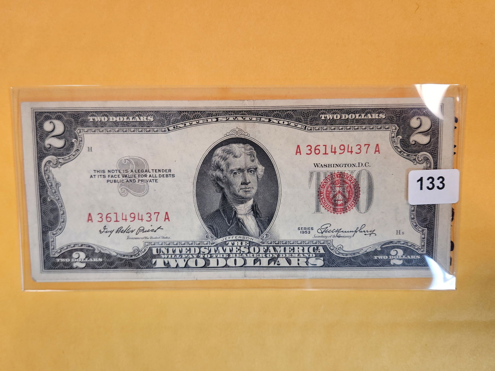 Four 1953 Two Dollar Red Seal Notes (1 of 2)