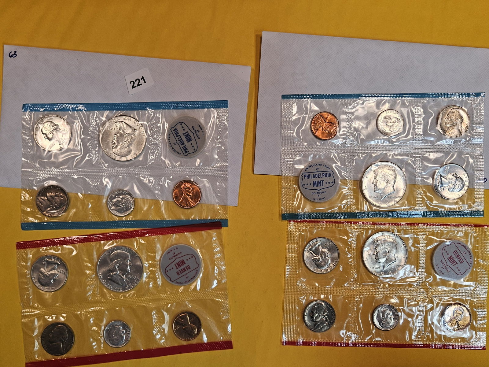 1963 and 1964 P & D US Silver Mint Sets (1 of 6)