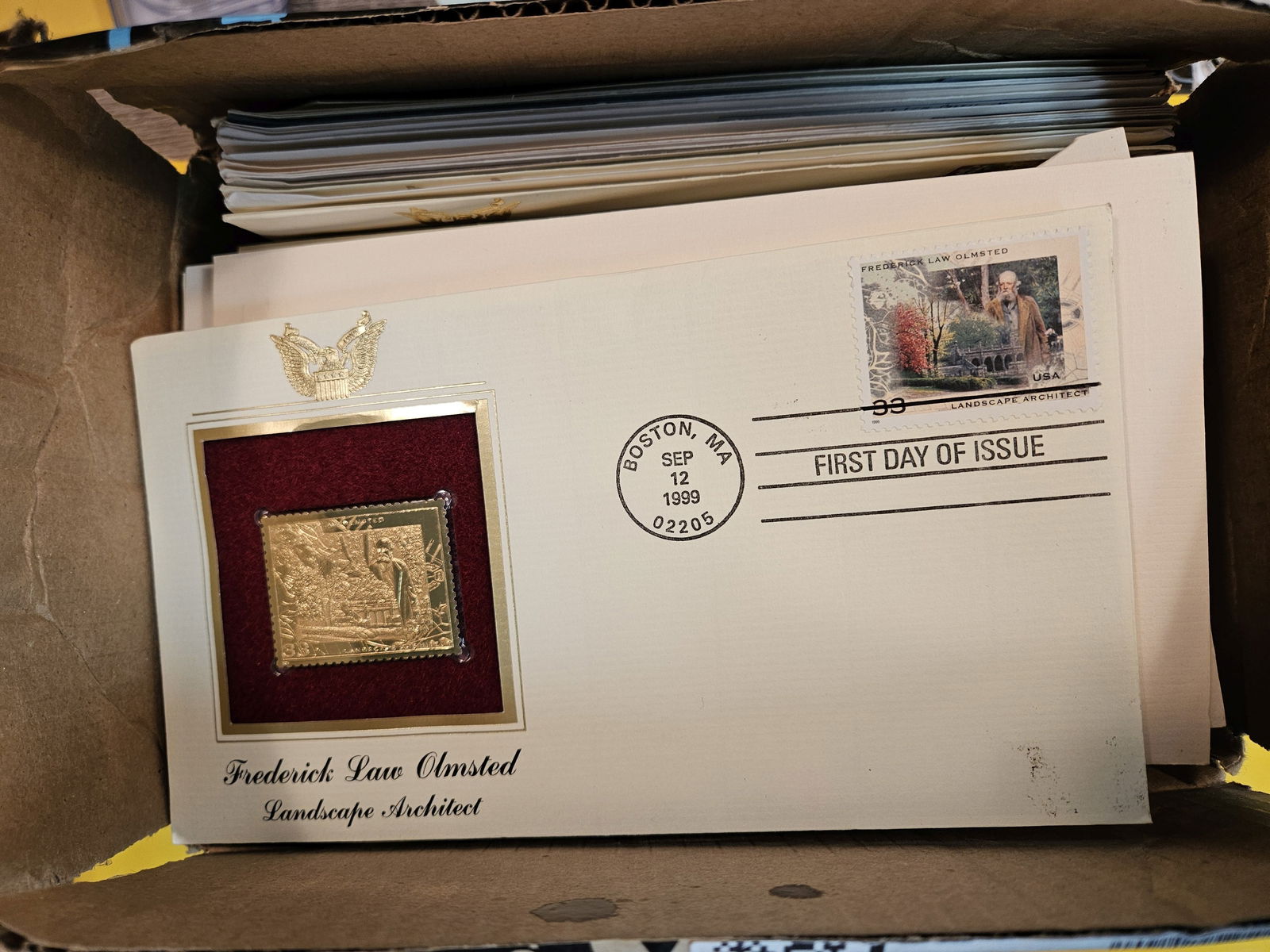 Box of forty Gold Foil First Day Issue Stamps and covers (1 of 2)