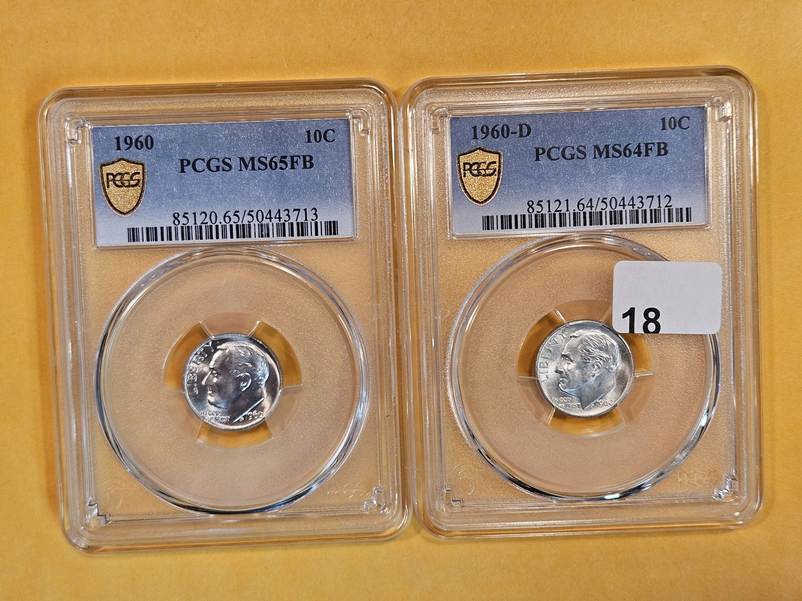 Two PCGS-graded Silver Roosevelt Dimes with Full Bands (1 of 2)