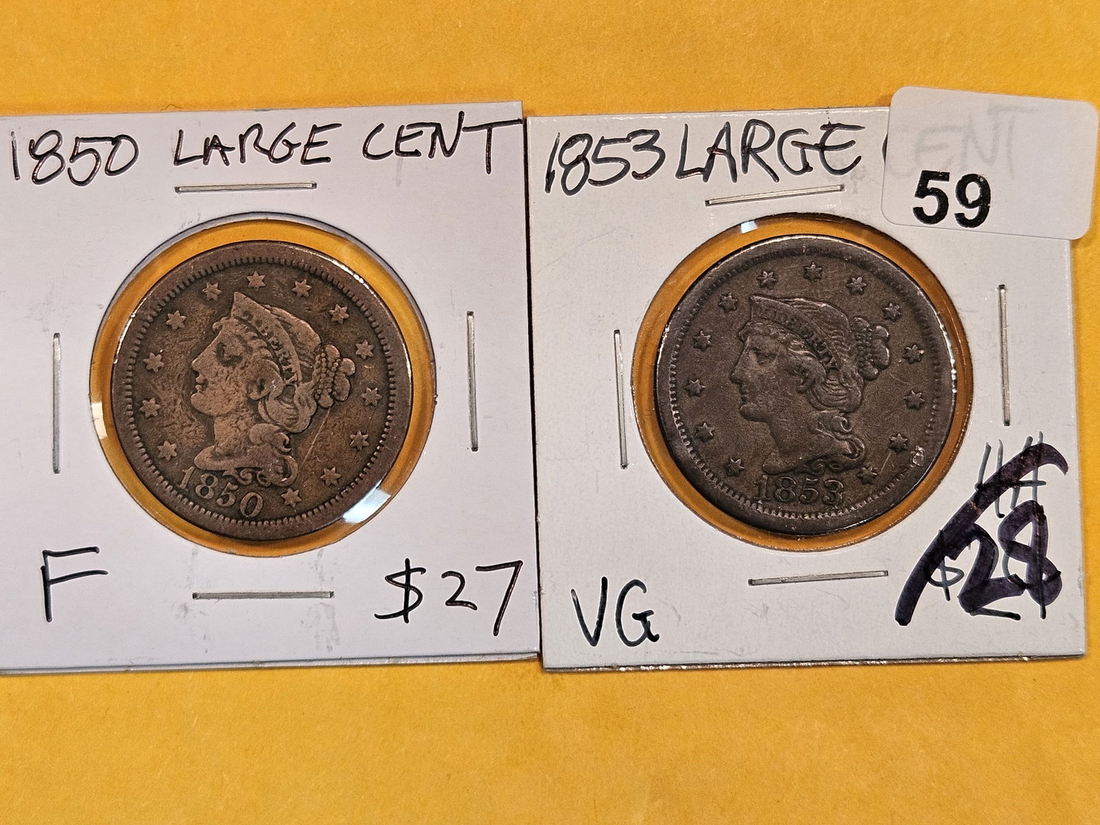 1850 and 1853 Braided Hair Large Cents (1 of 2)