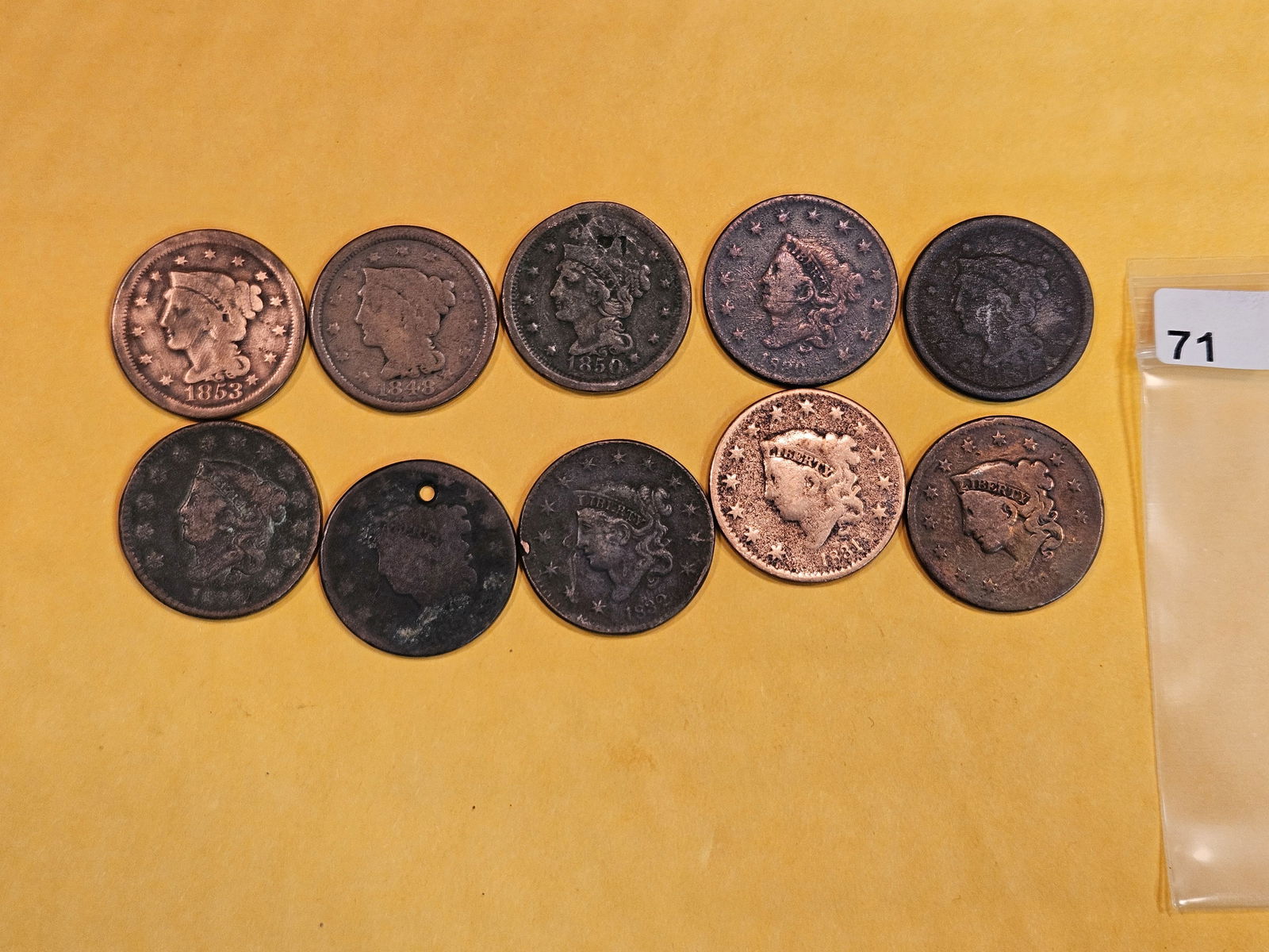 Ten mixed Large Cents (1 of 2)