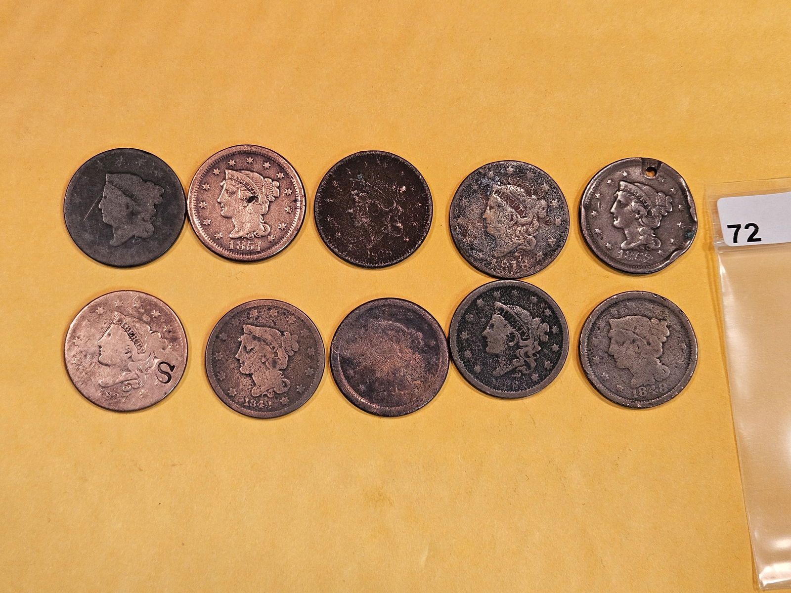Ten mixed Large Cents (1 of 2)