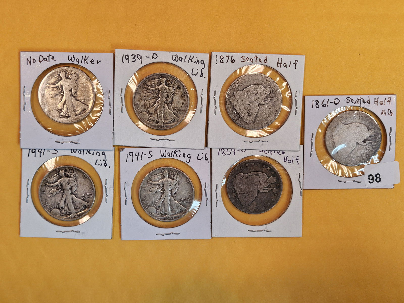 Seven mixed silver Half Dollars (1 of 6)