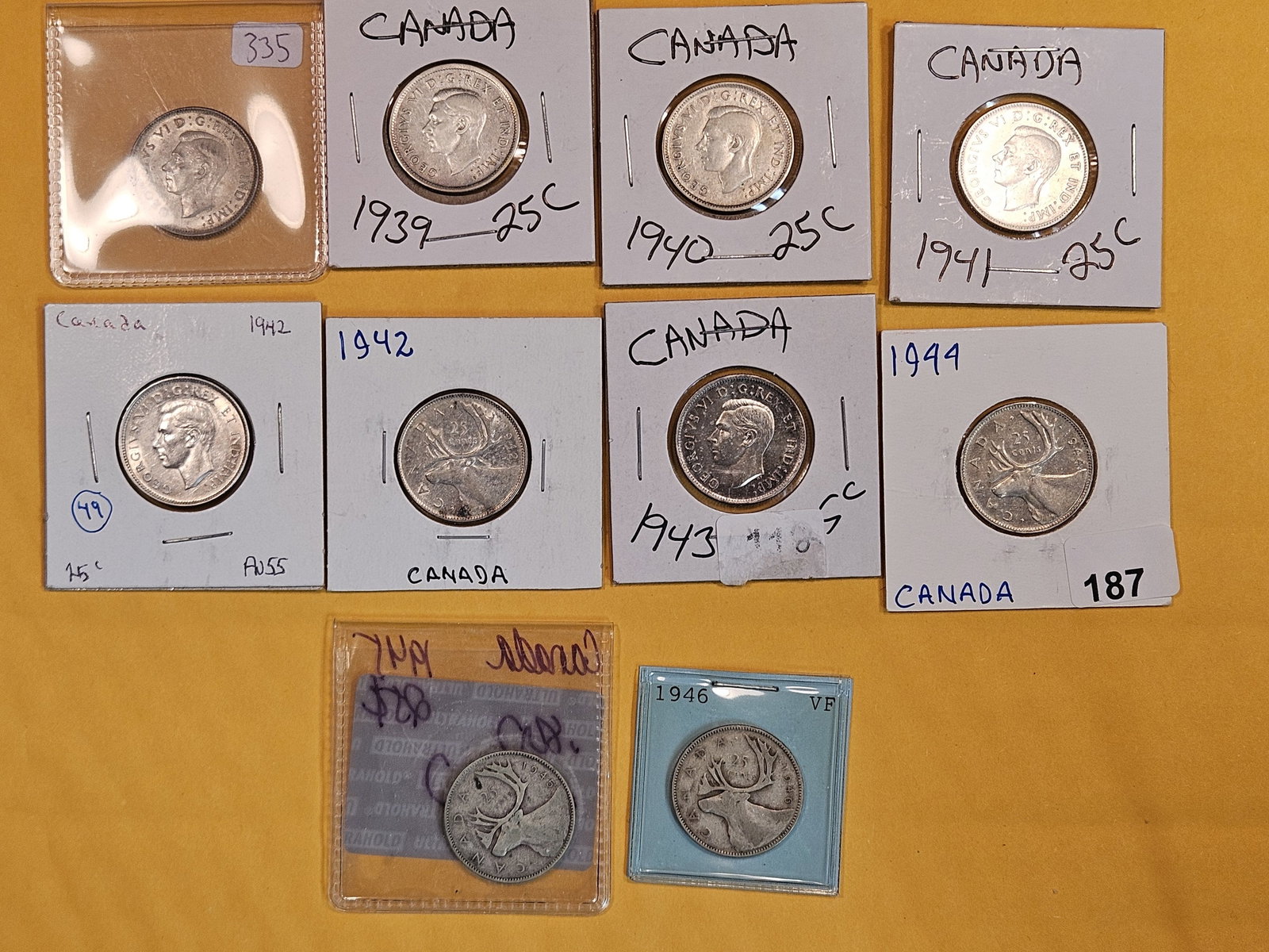 Ten mixed silver Canada 25 cents (1 of 5)