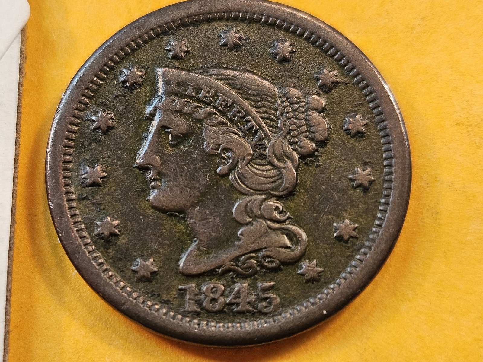 1845 Braided Hair Large Cent (1 of 4)