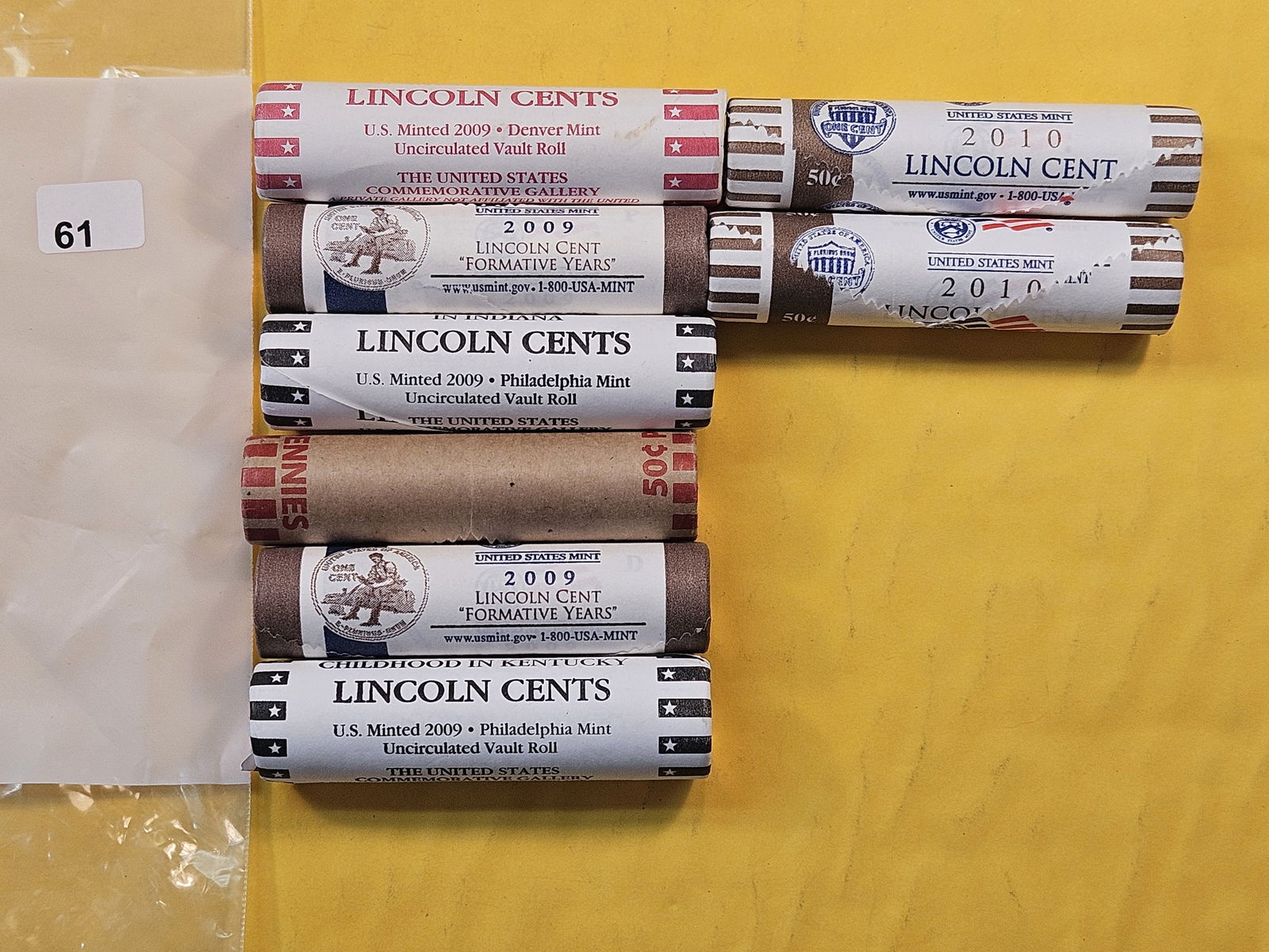 Eight Brilliant Uncirculated Lincoln Cent Rolls, Six 2009 and Two 2010 (1 of 2)