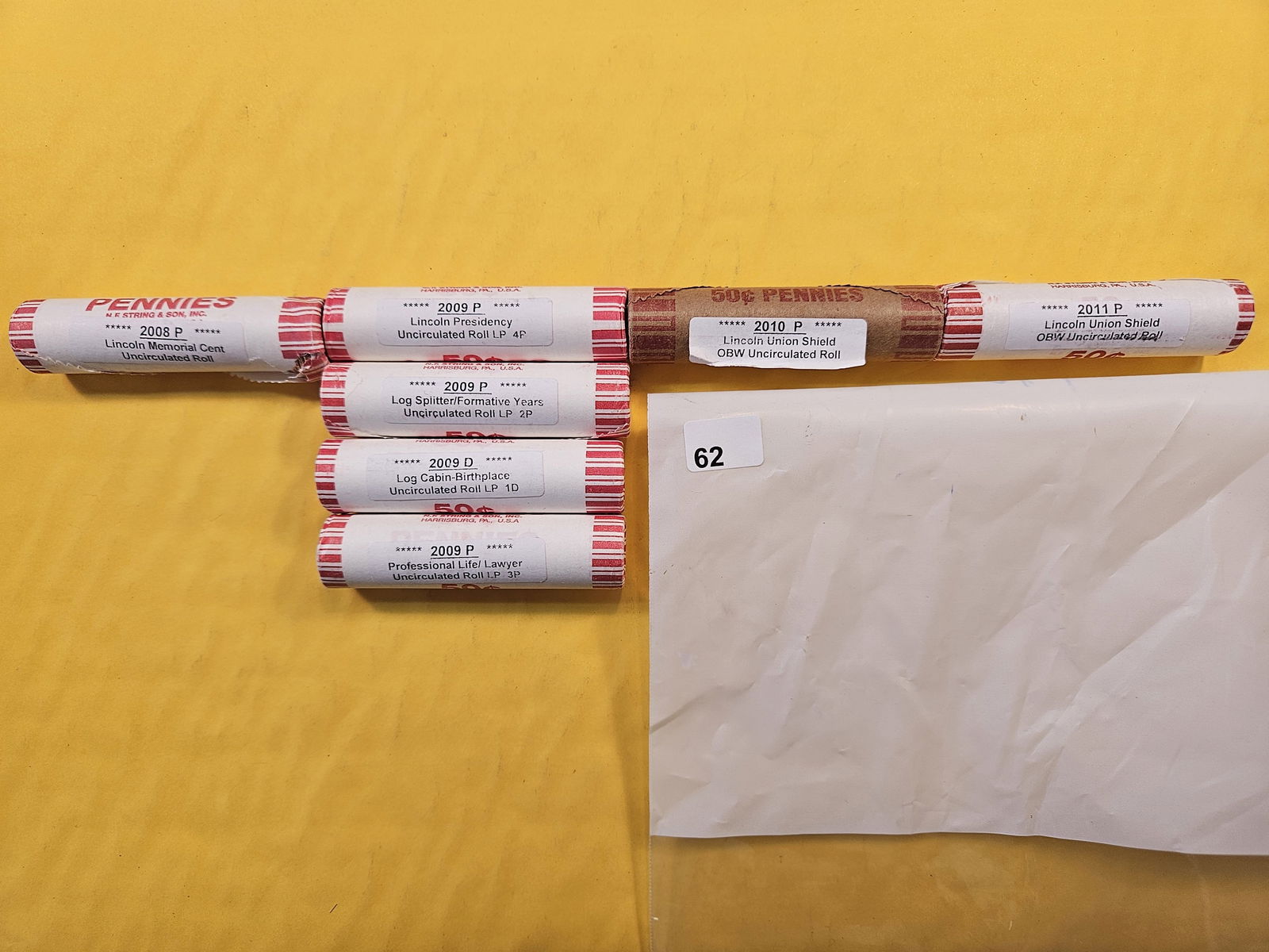 Seven Brilliant Uncirculated Lincoln Cent Rolls, 2008, 2009, 2010 and 2011 (1 of 2)