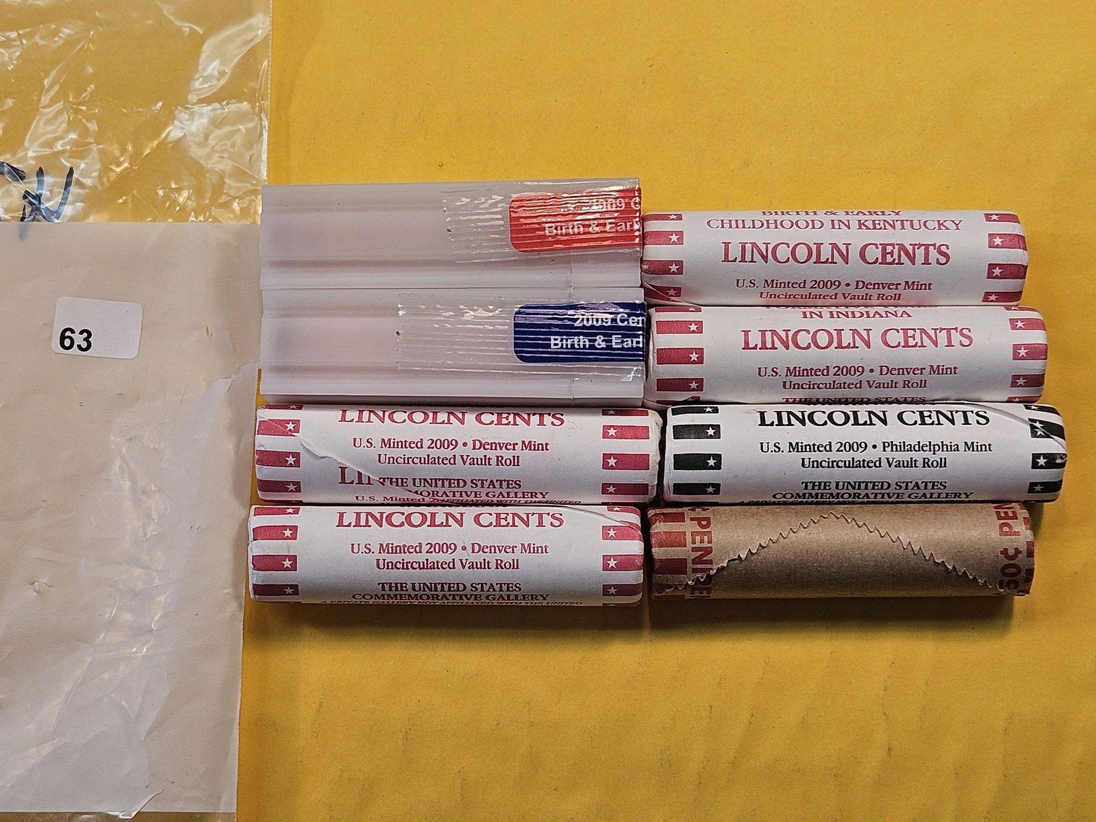 Eight Brilliant Uncirculated 2009 Lincoln Cent Rolls (1 of 2)