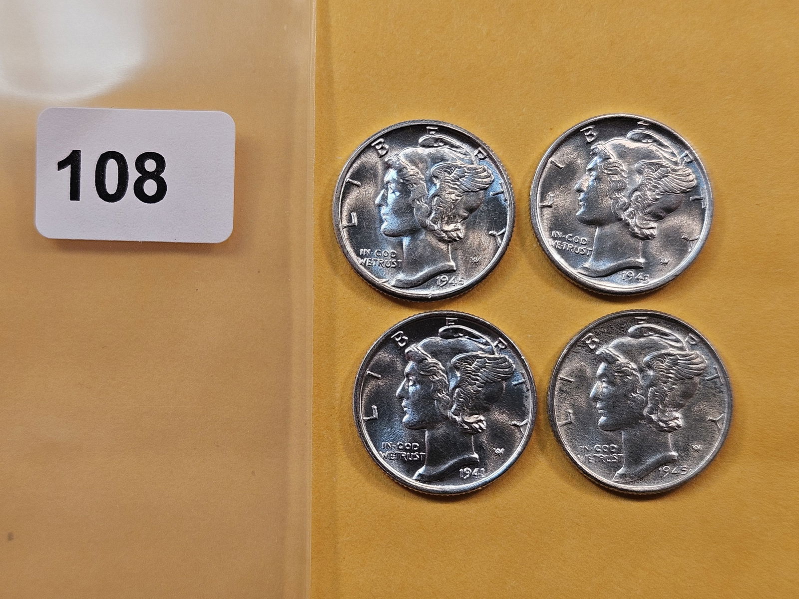 Four Brilliant Uncirculated Mercury Dimes (1 of 2)