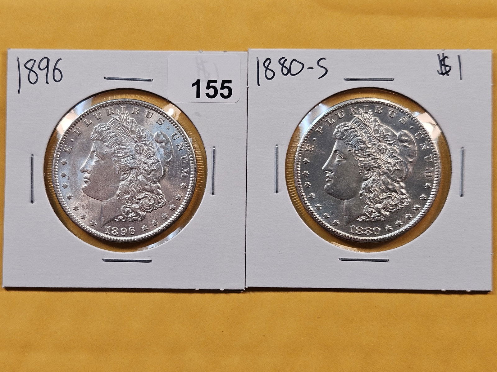 Two Brilliant About Uncirculated plus Morgan Silver Dollars (1 of 2)