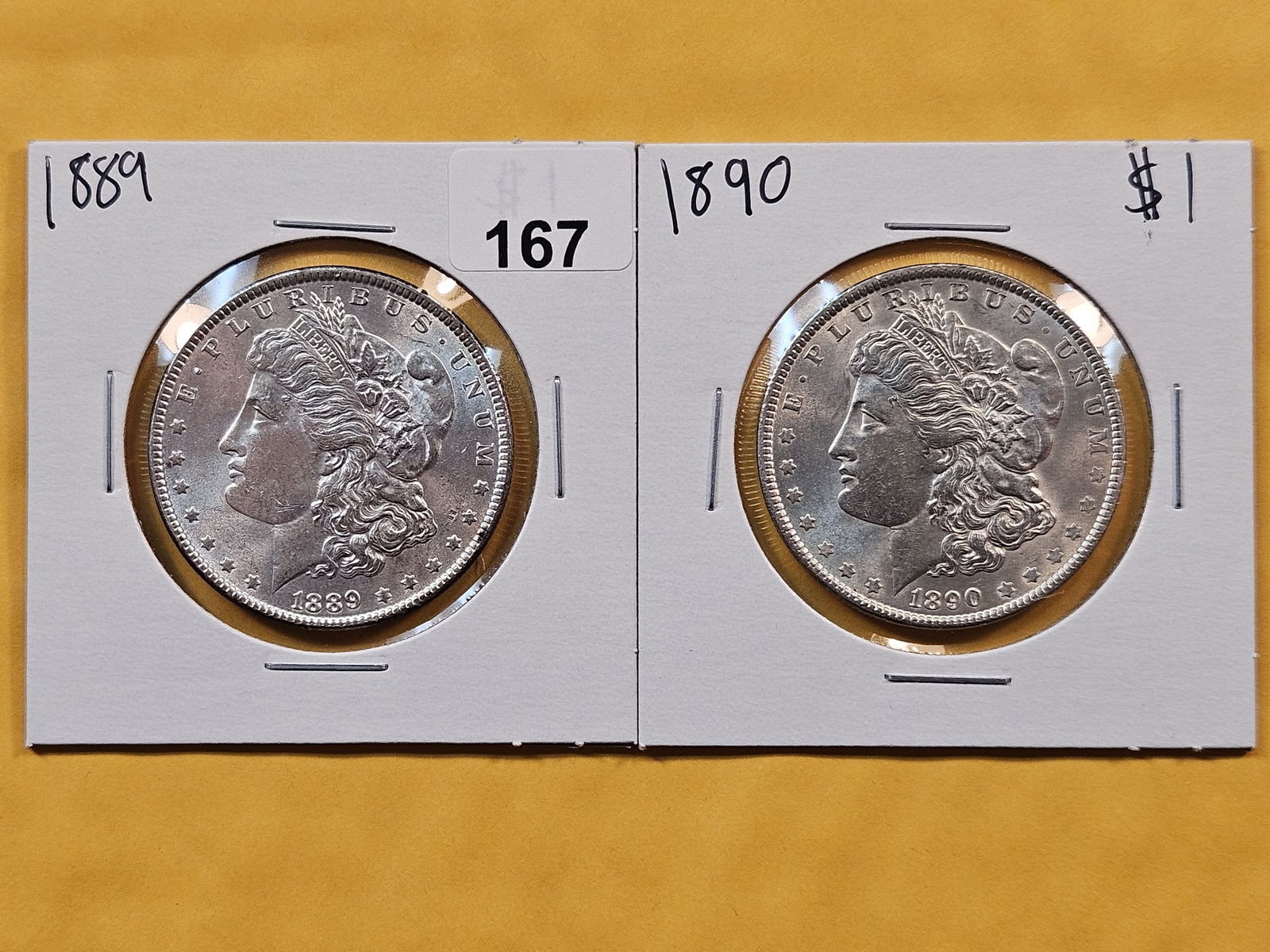 Two Brilliant About Uncirculated plus Morgan Silver Dollars (1 of 2)