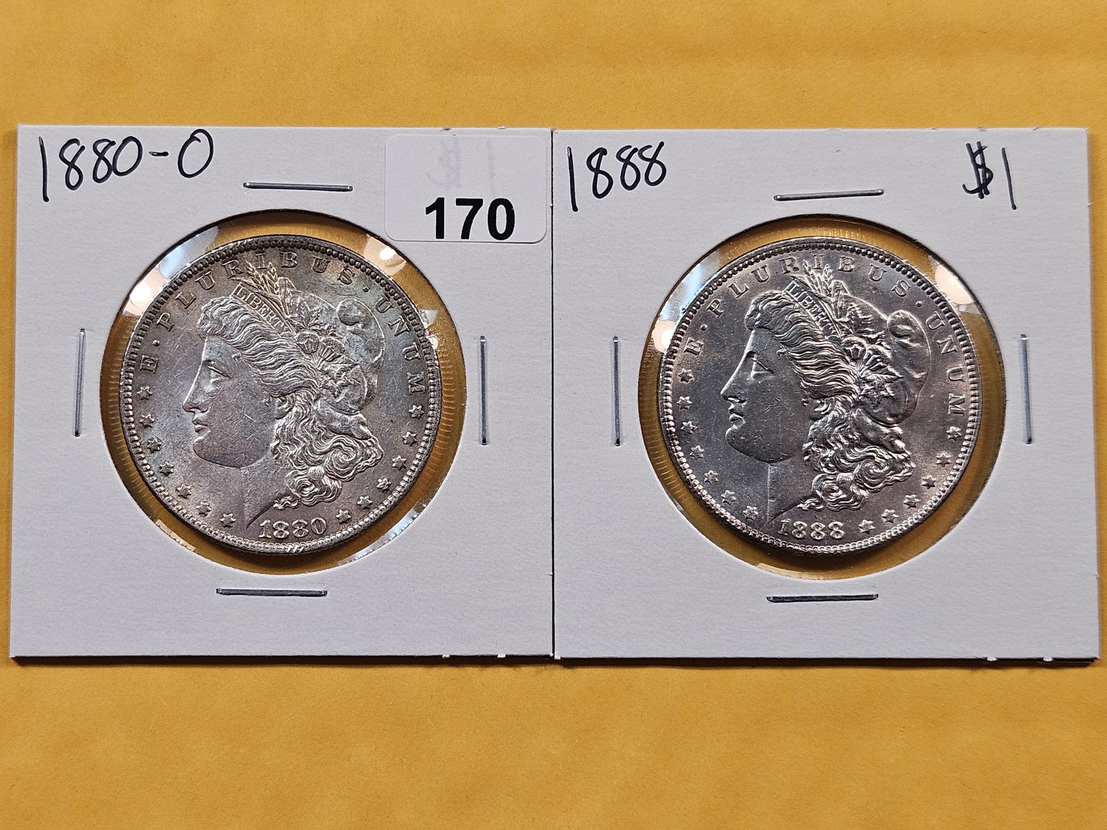 Two Brilliant About Uncirculated plus Morgan Silver Dollars (1 of 2)