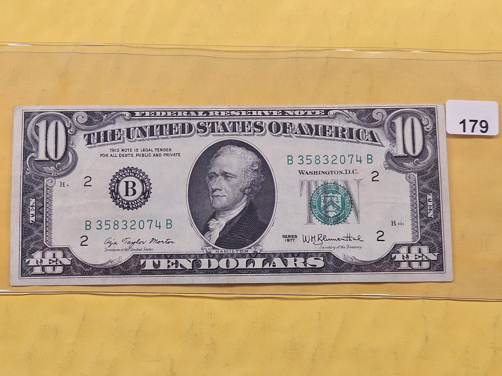 Mint Error! Series 1977 Ten Dollar FRN: Mulitple Obverse Graphic Stamped on Reverse
