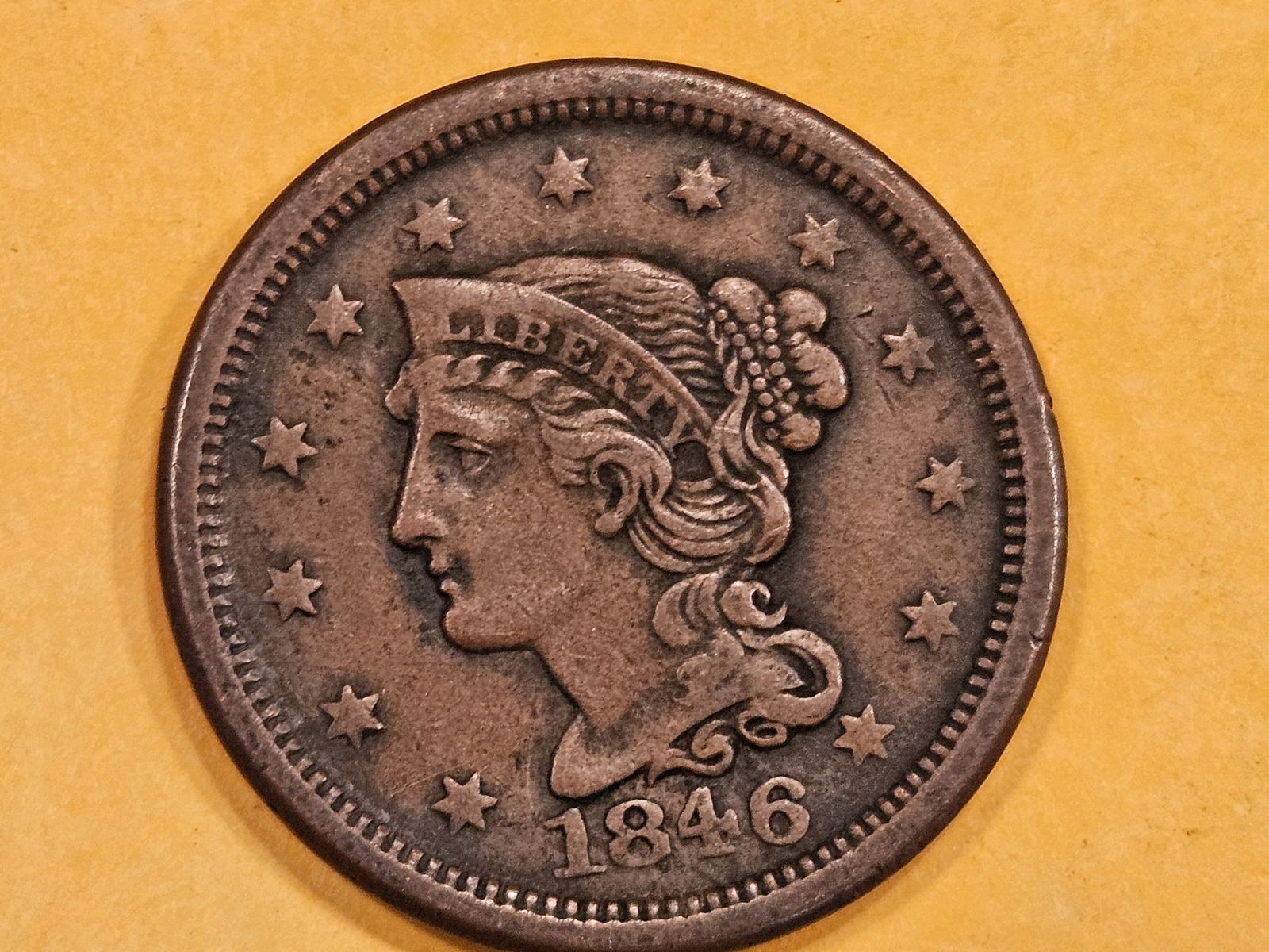 1846 Braided hair Large Cent (1 of 3)