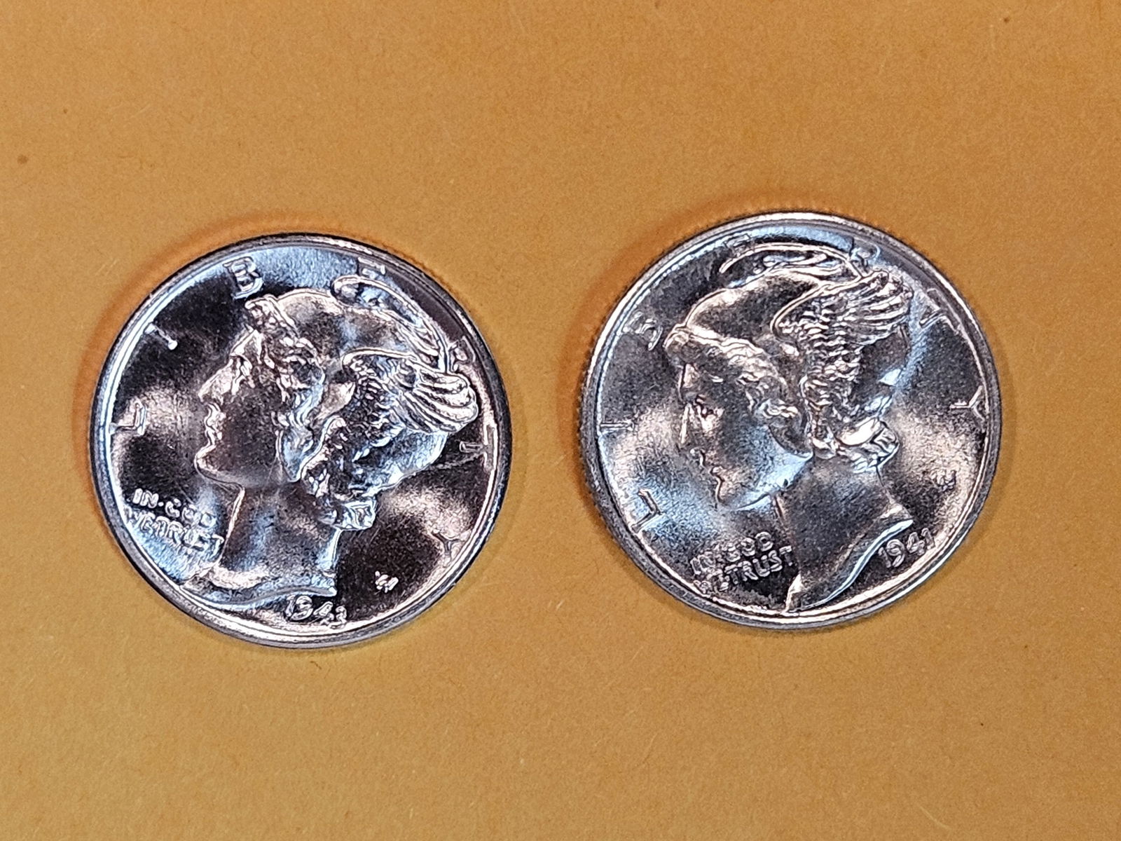 TWO GEM Brilliant Uncirculated Mercury silver dimes (1 of 7)