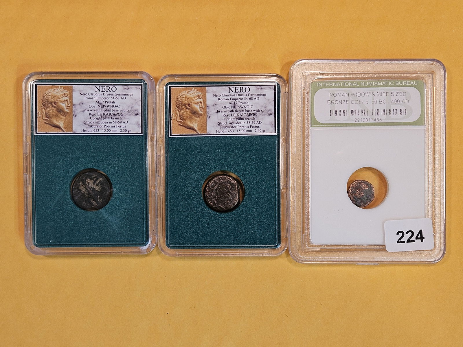 ANCIENTS! Three ancient coins in coin holders (1 of 7)