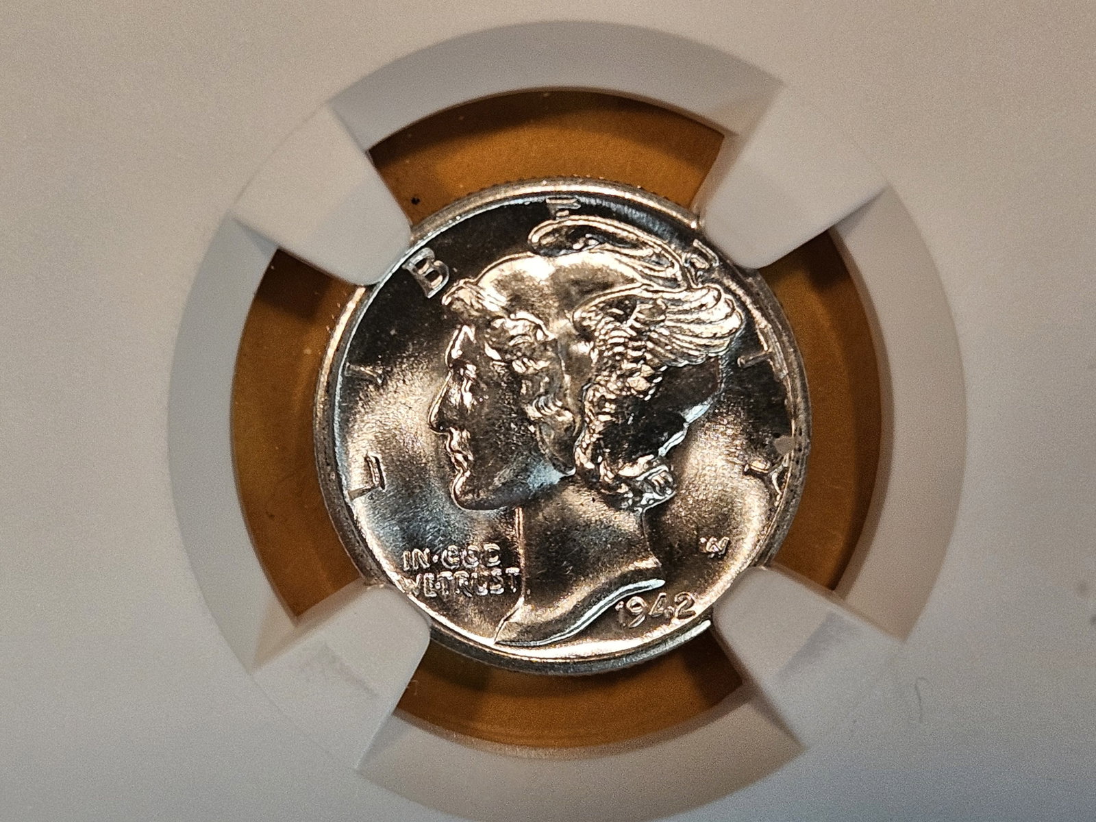 NGC 1942-D Mercury Dime in Mint State 64 FB: Full Bands