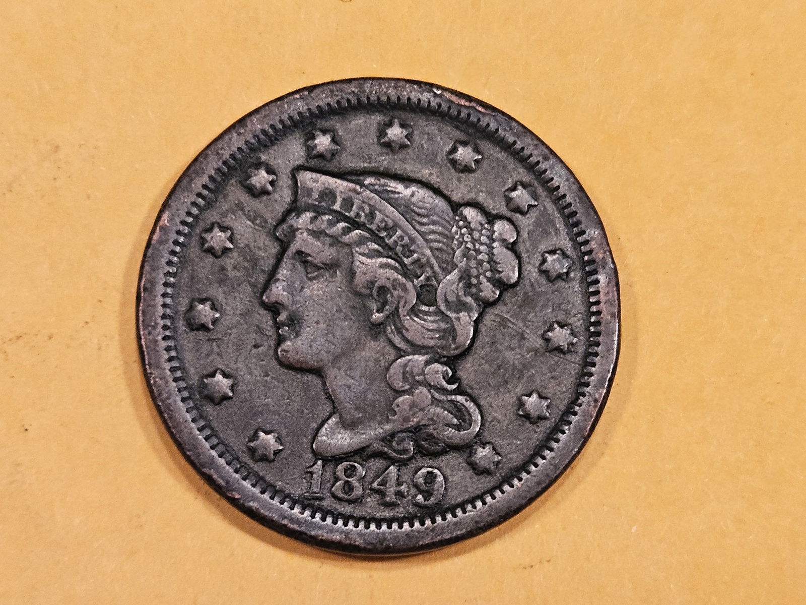 1849 Braided Hair Large Cent (1 of 3)