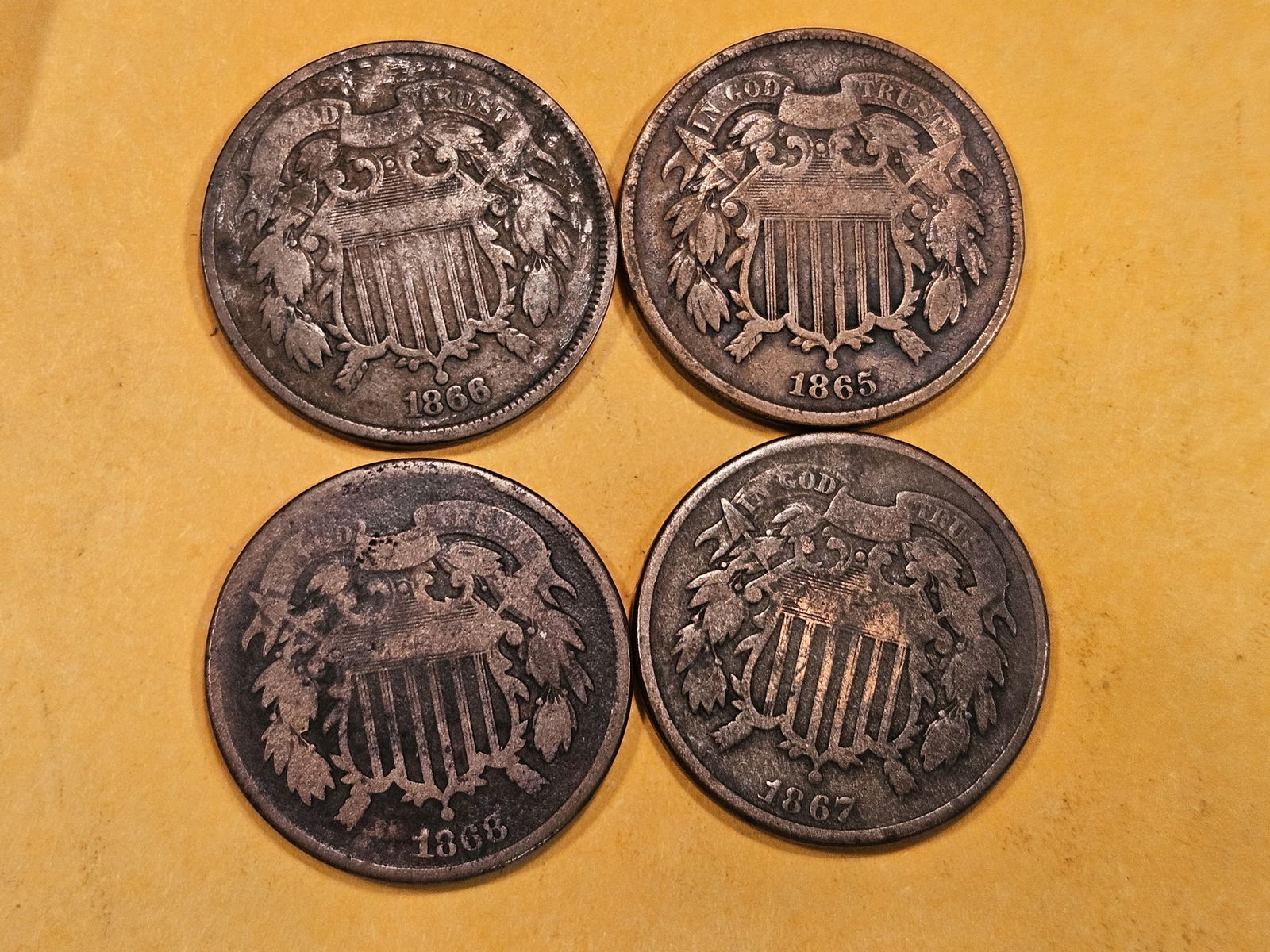 Four 2-Cent pieces in Very Good to Fine (1 of 3)