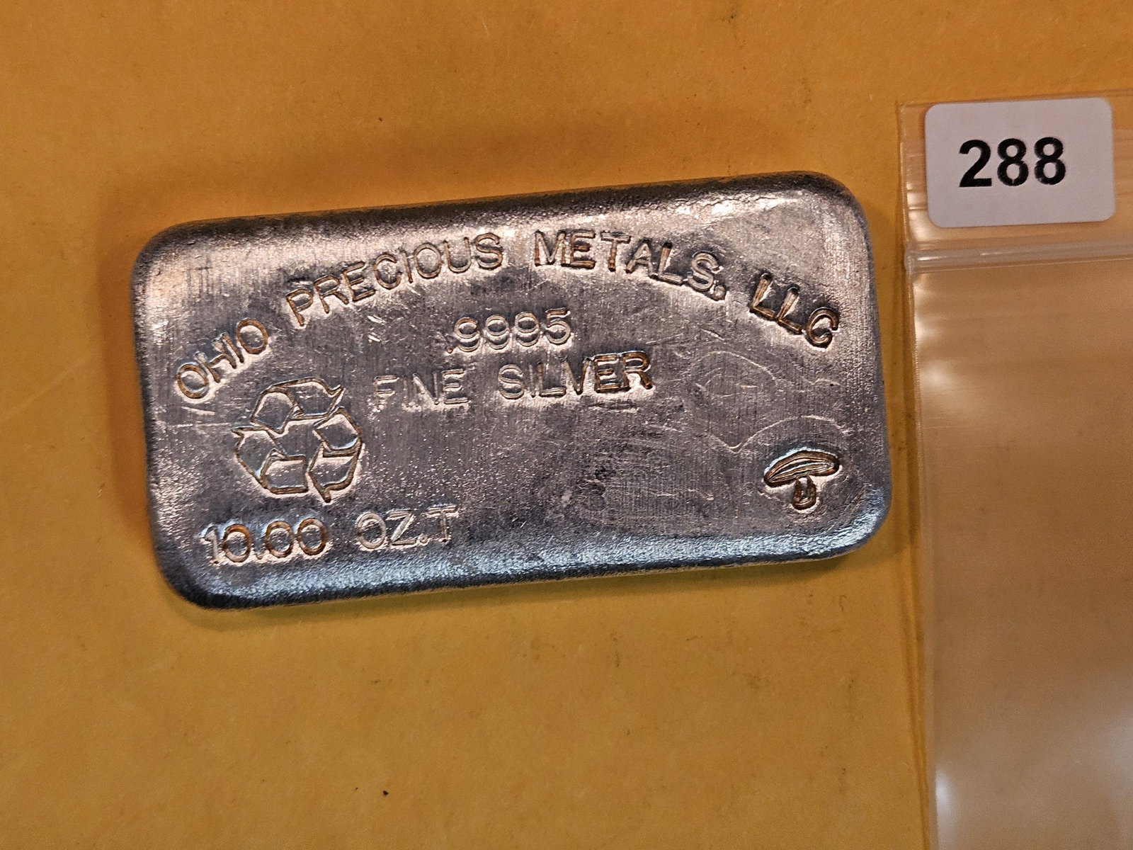 TEN Troy ounce .999 fine poured bar: Ohio Precious Metals