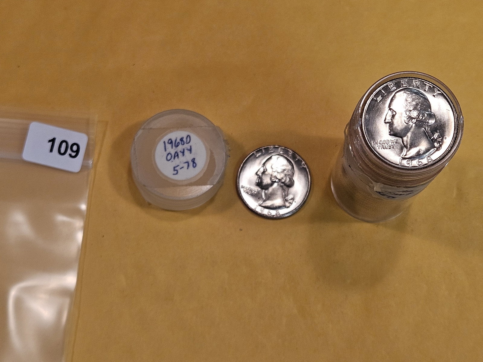 GEM Brilliant Uncirculated better date roll of 1968-D Washington Quarters (1 of 2)