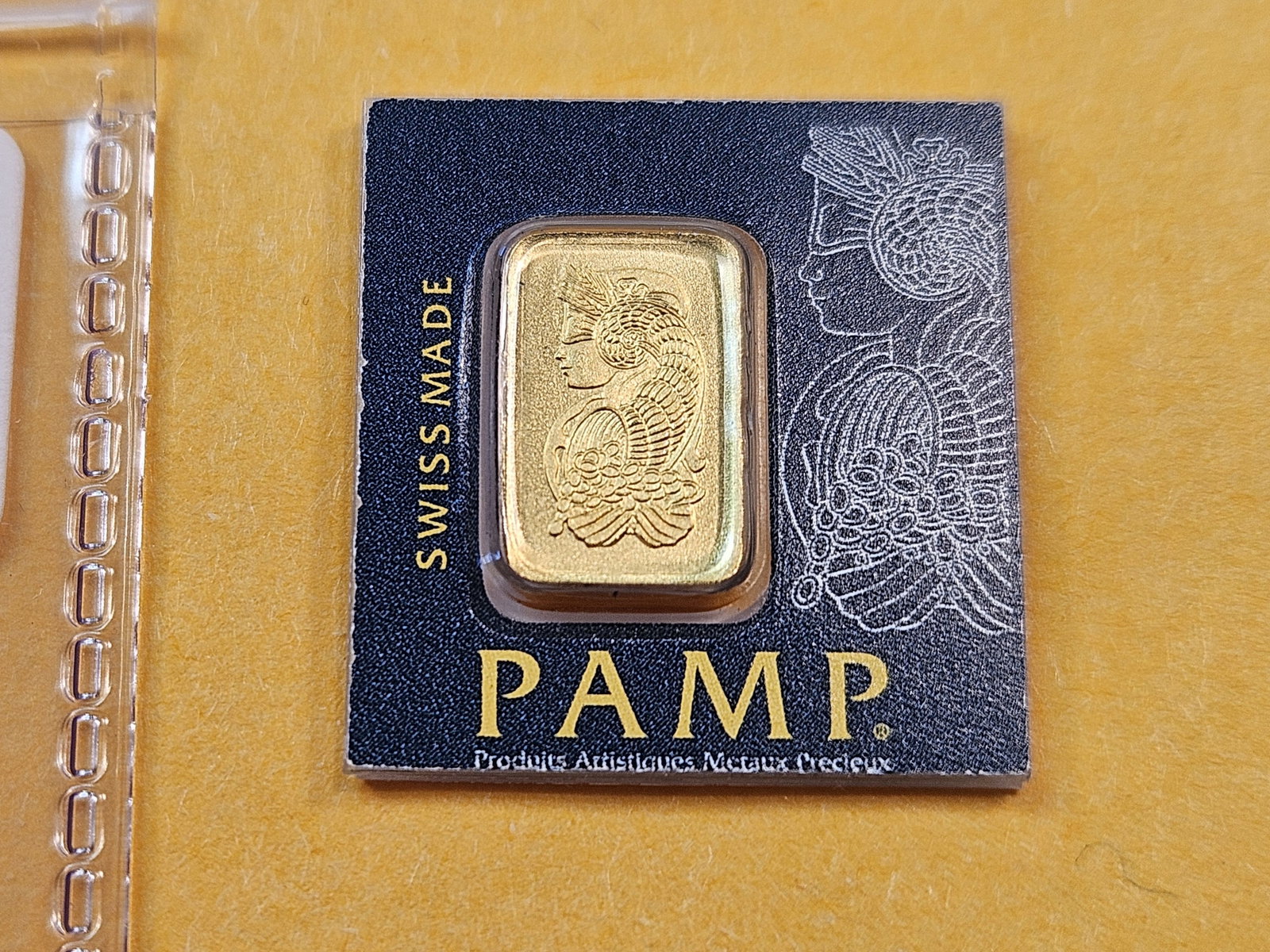 GOLD!! PAMP SUISSE One Gram .9999 fine Gold bar: In original Veriscan Assay certificate holder