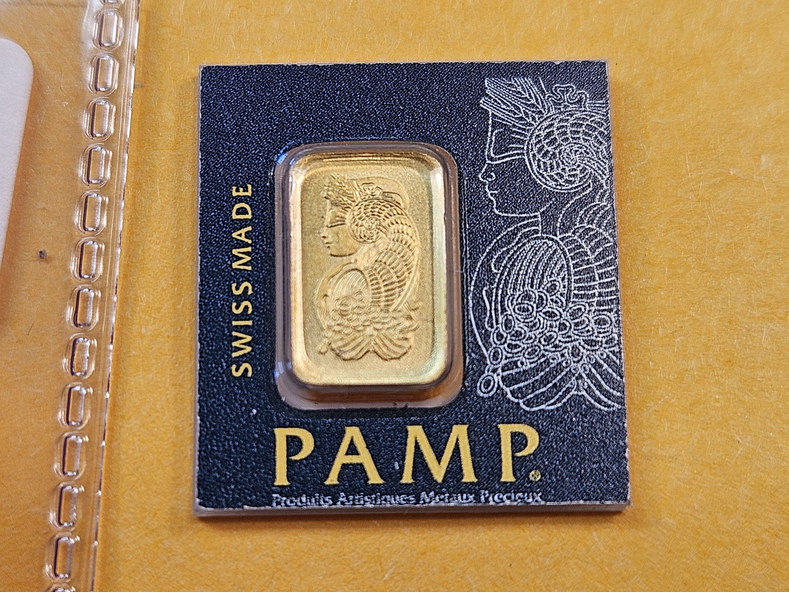 GOLD!! PAMP SUISSE One Gram .9999 fine Gold bar: In original Veriscan Assay certificate holder