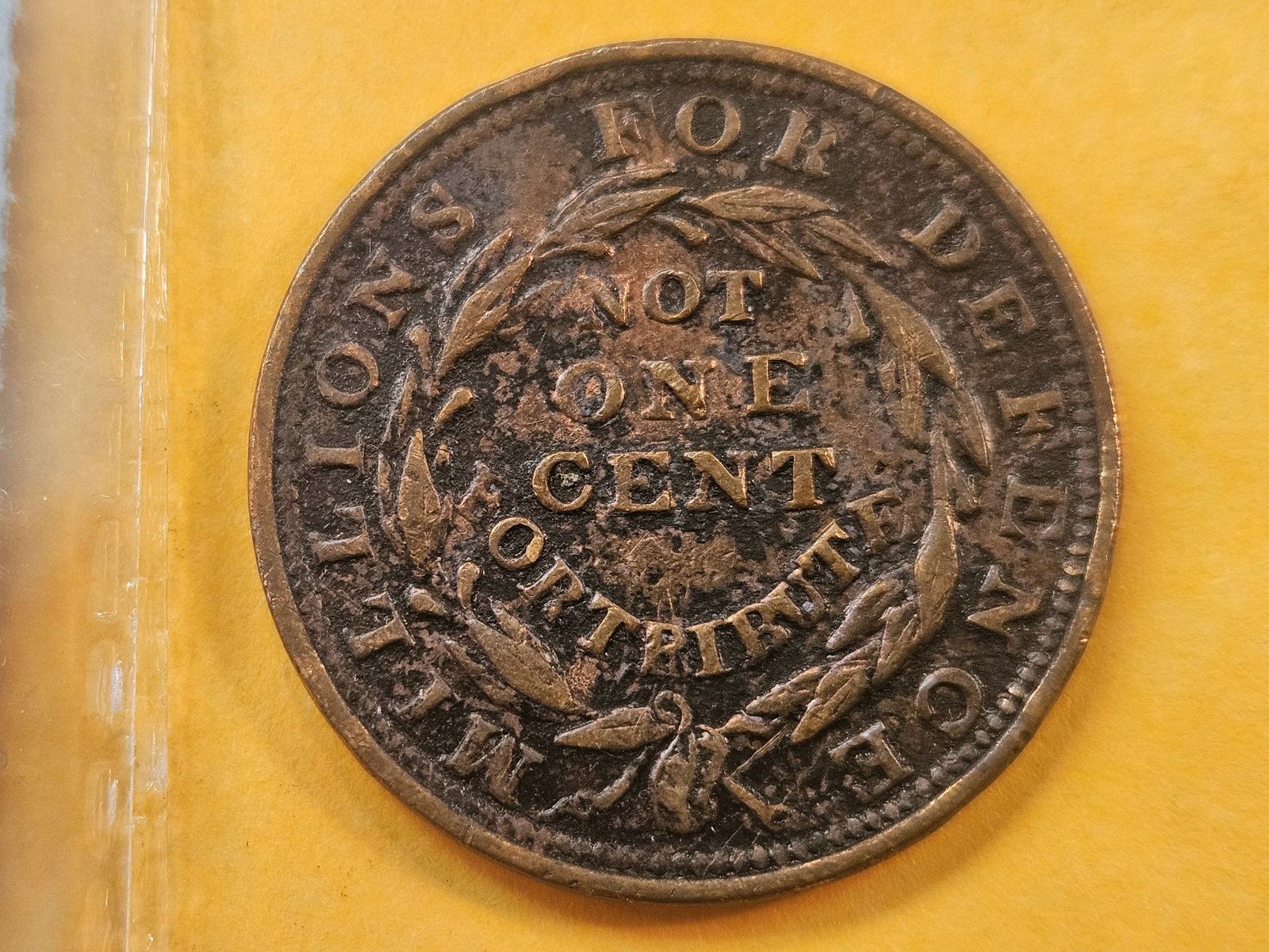 1837 Hard Times Token: "Millions for Defence"