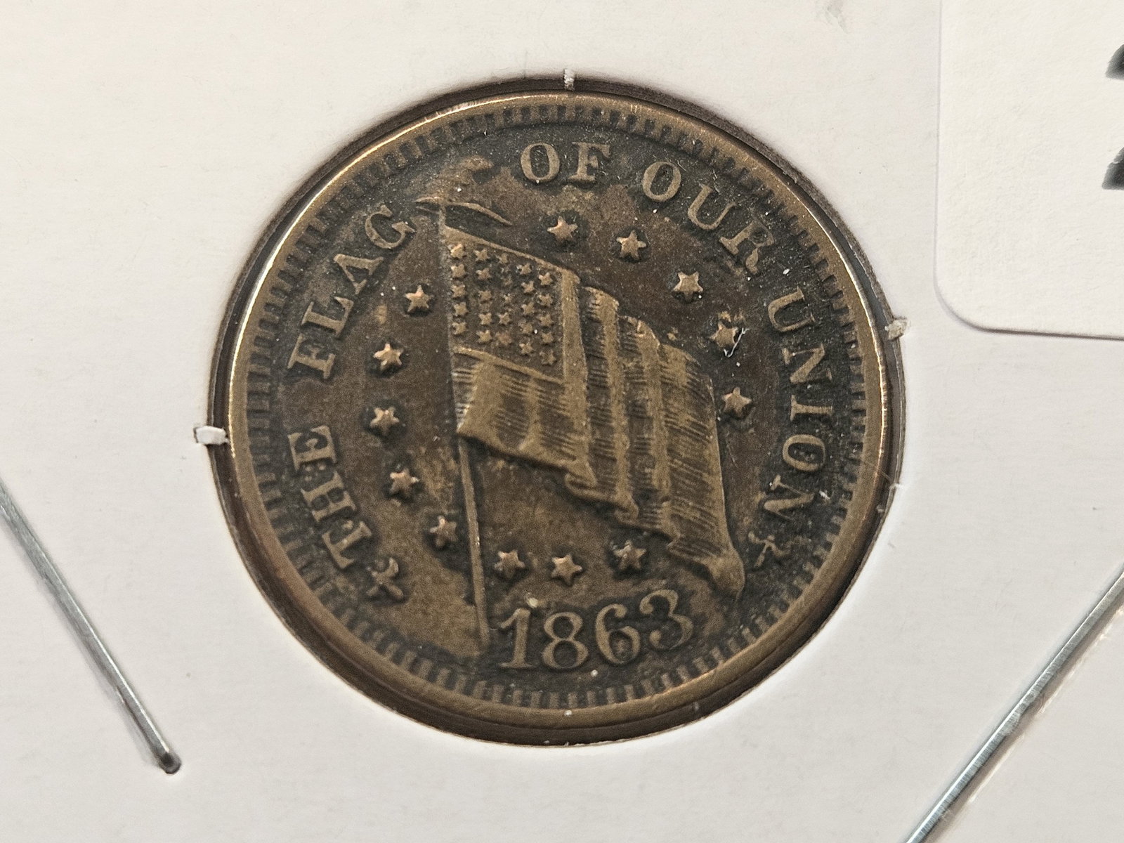 1863 Civil War Token "Our Flag": 209-414a. R-4