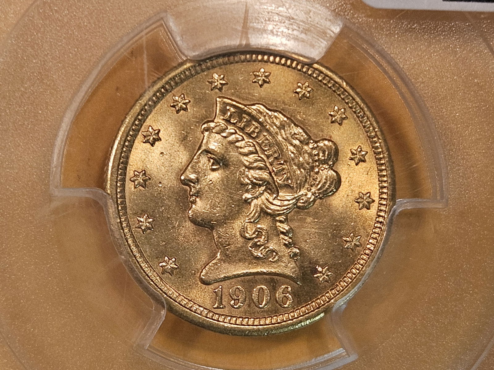 GOLD! PCGS 1906 Liberty Head $2.5 Dollars in Mint State 63 (1 of 4)