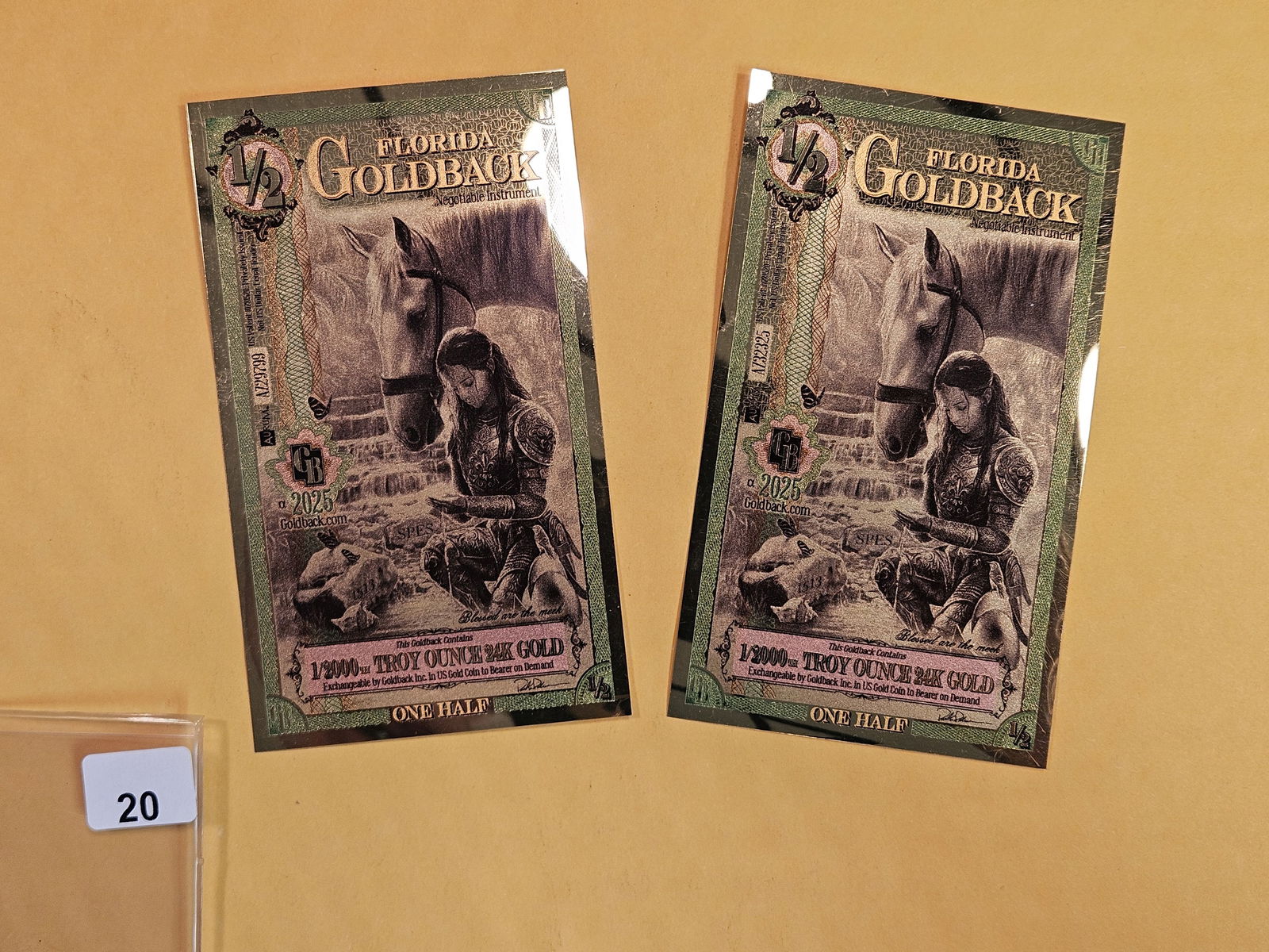 GOLD! Two Florida 1/2 Goldbacks (1 of 2)