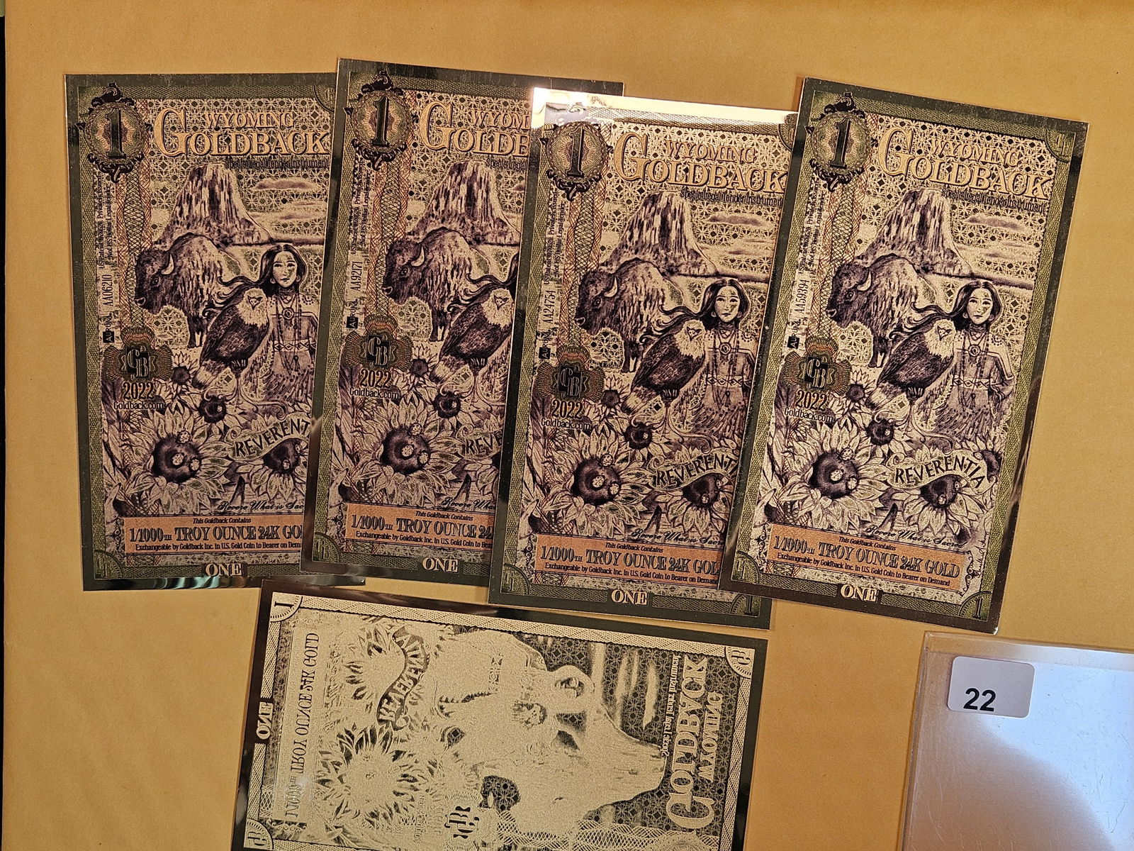 GOLD! Five Wyoming Goldbacks (1 of 1)