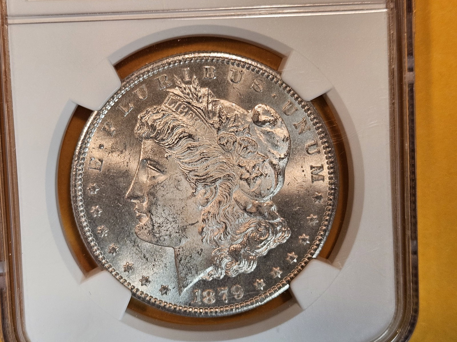 NGC 1879-S Morgan Dollar in Mint State 63: Very reflective fields