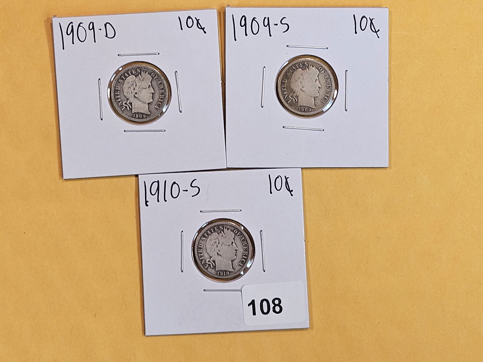 Three better date Barber silver dimes (1 of 7)