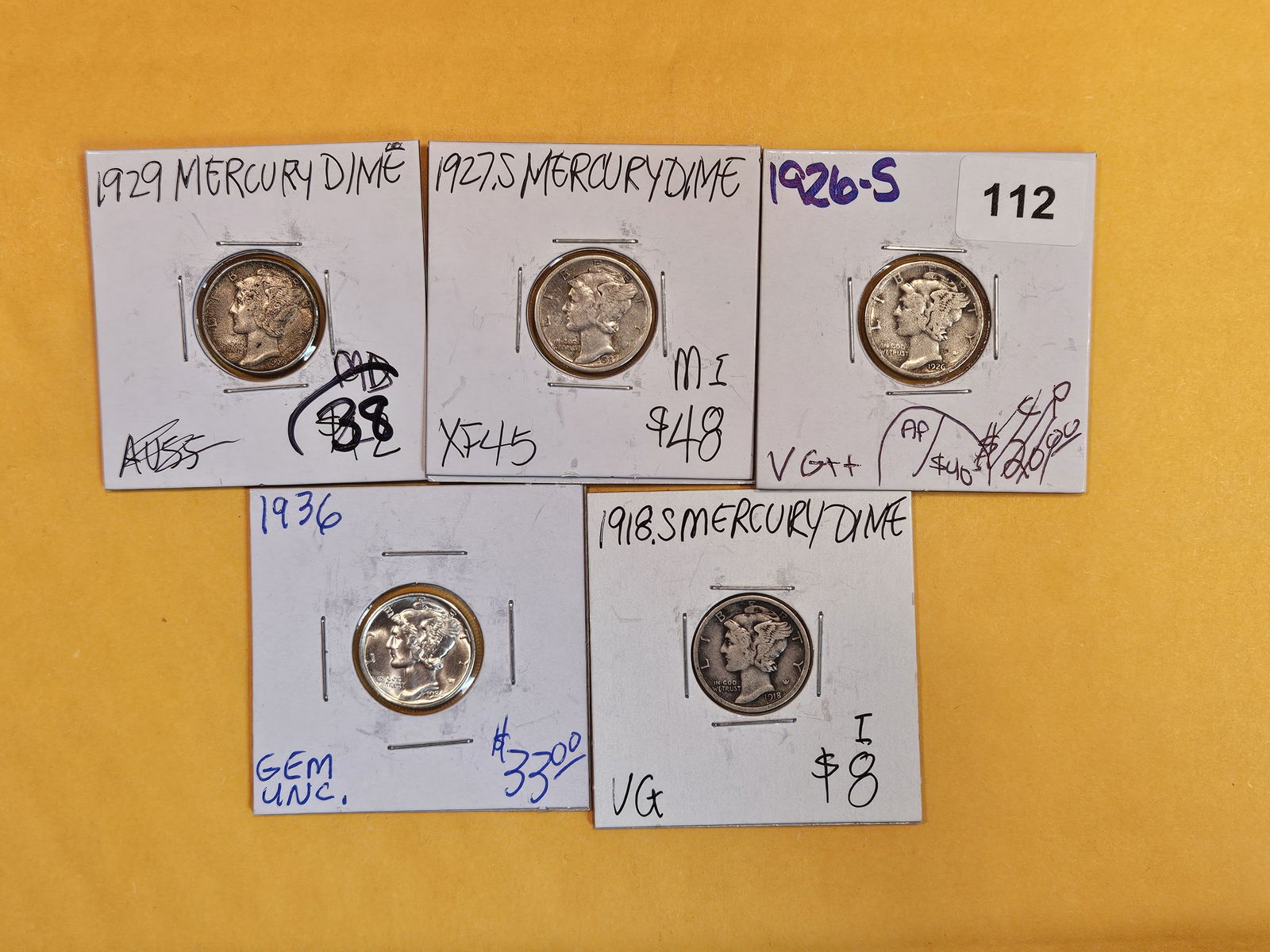 Five little better silver Mercury Dimes (1 of 5)