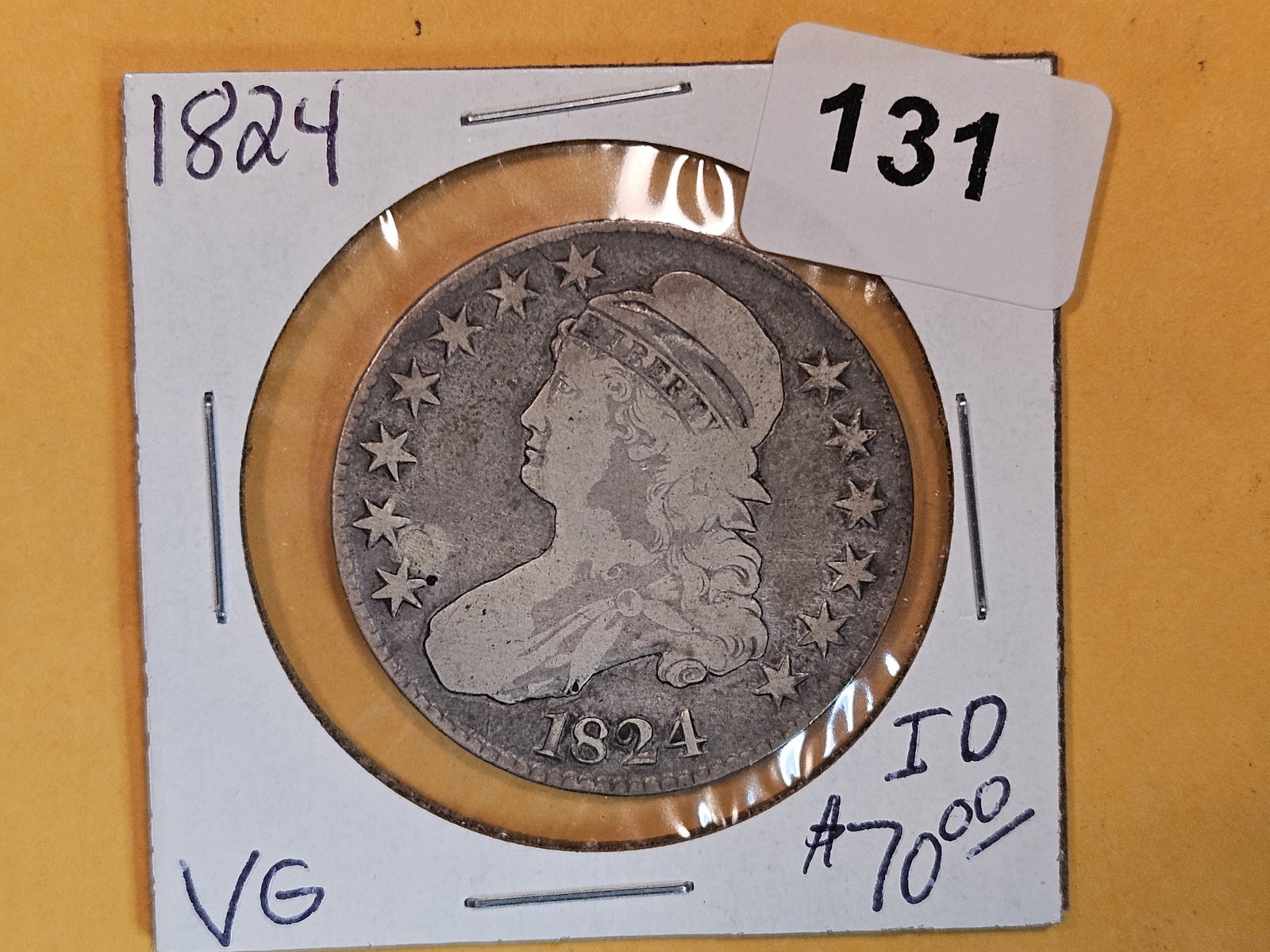 1824 Capped Bust Half Dollar: In Very Good