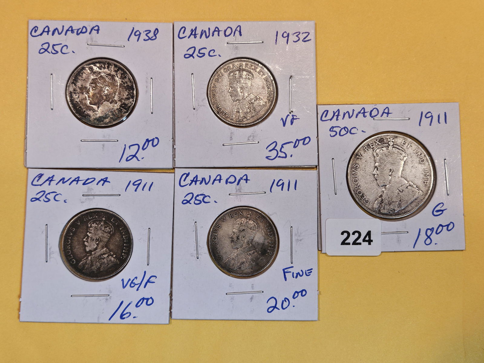 Five Silver Canadian coins (1 of 2)
