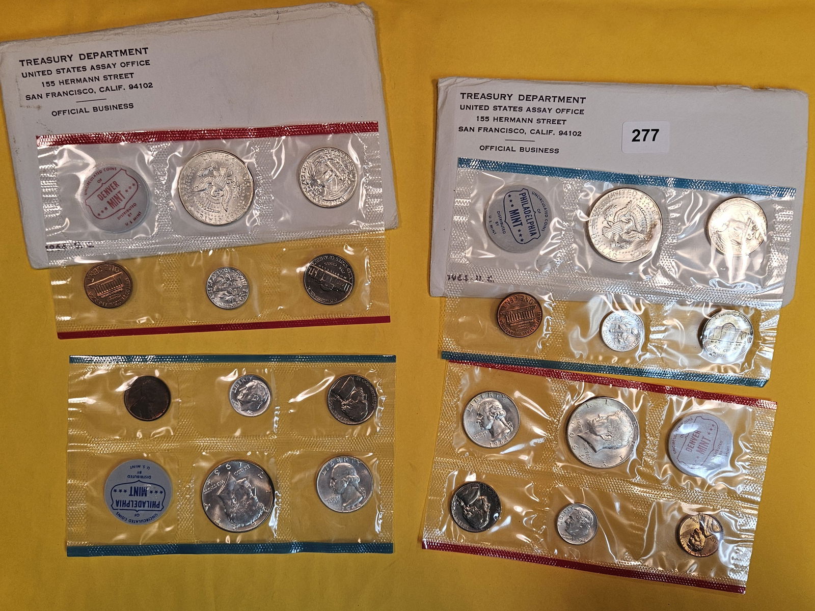 Two GEM 1964 P & D US Silver Mint Sets in OGP (1 of 4)