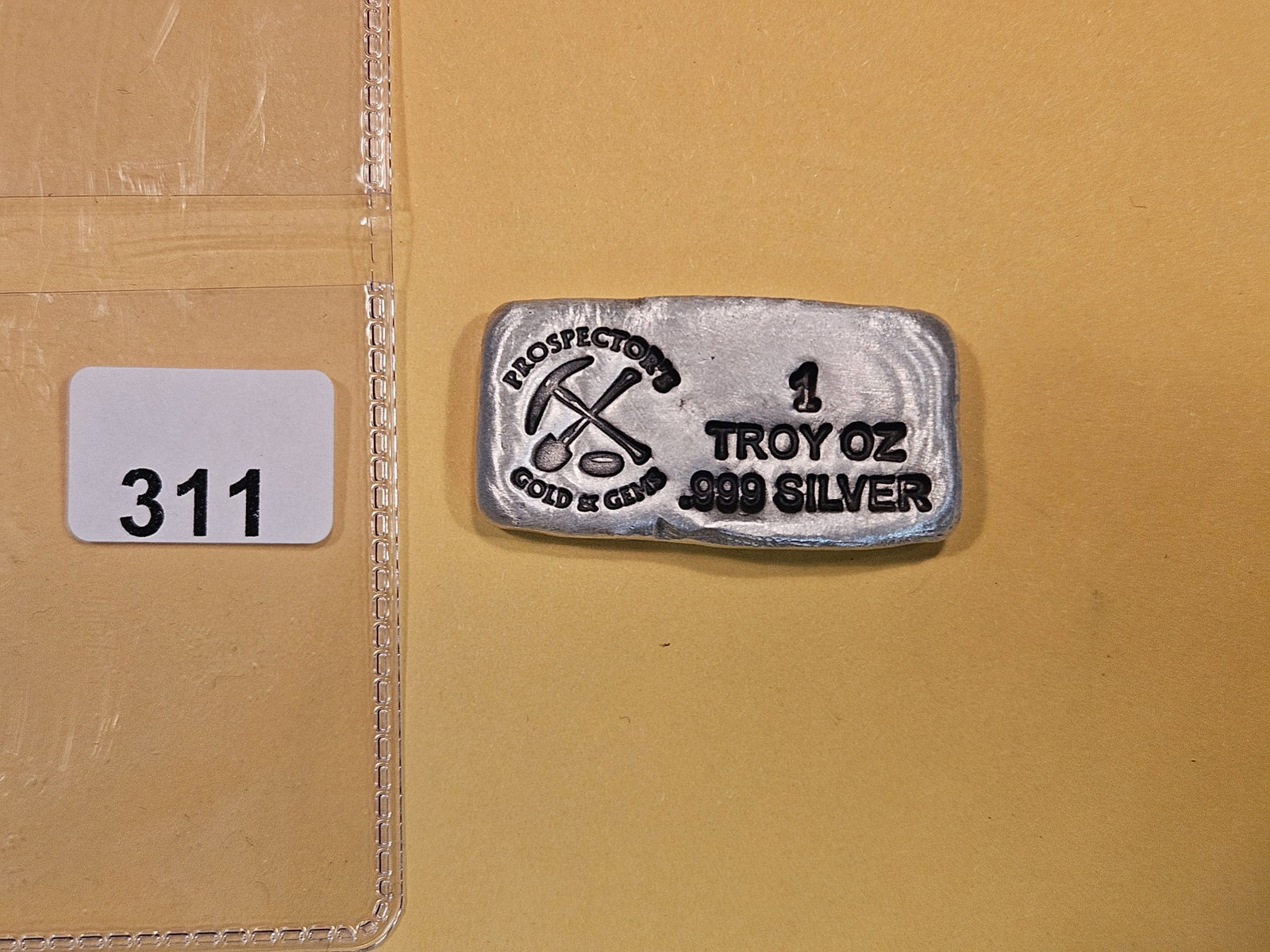 One troy ounce .999 fine silver poured bar: Prospectors
